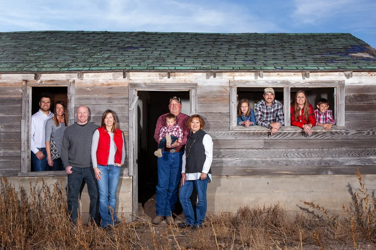 On-location family portrait photography created at an old farm house.