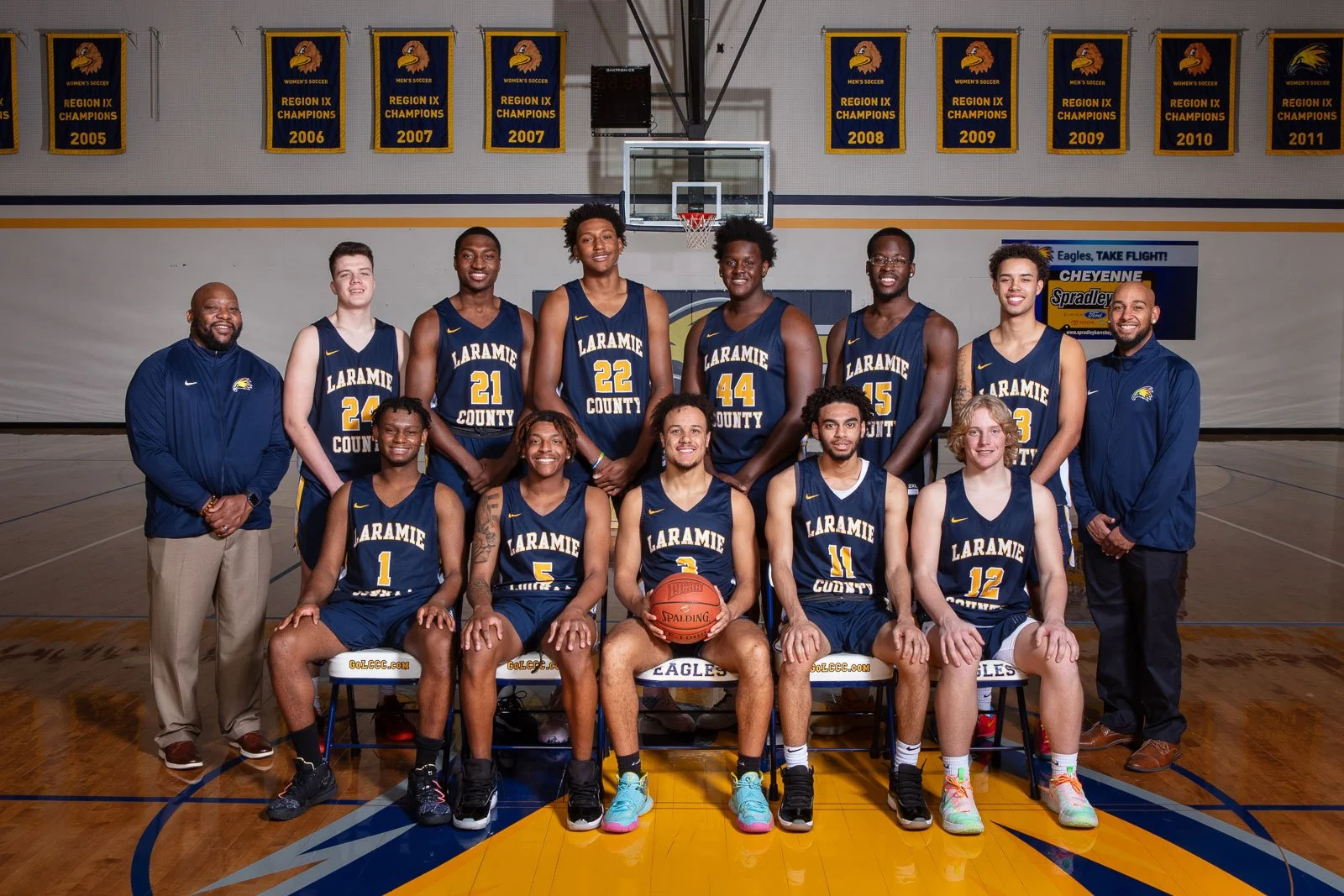 Cheyenne sports team portraits, including the LCCC Men's Basketball Team Portrait.