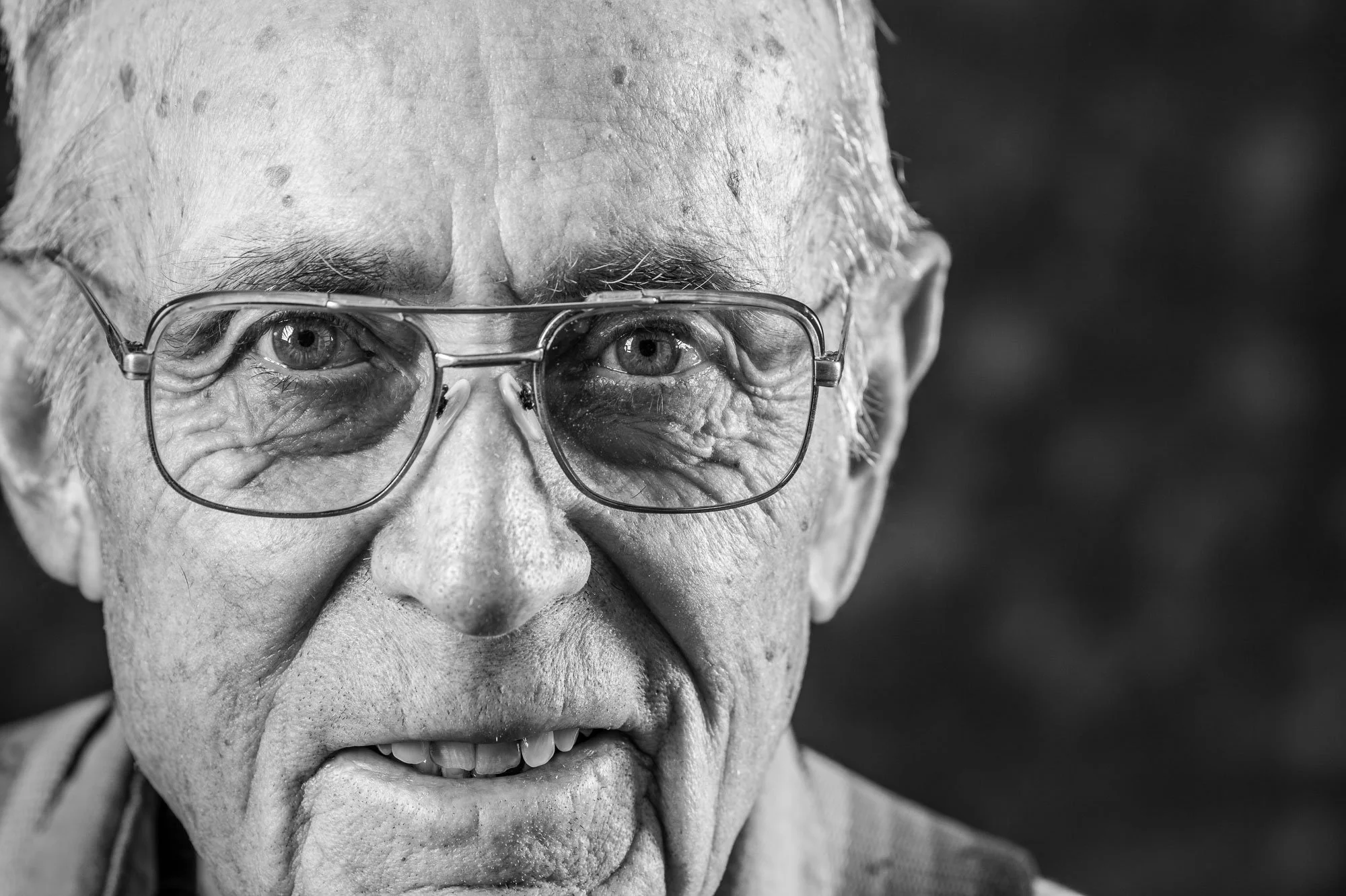 Close-up portrait of Leo from Carpenter from our black and white portrait project "Faces of Character" in 2010.