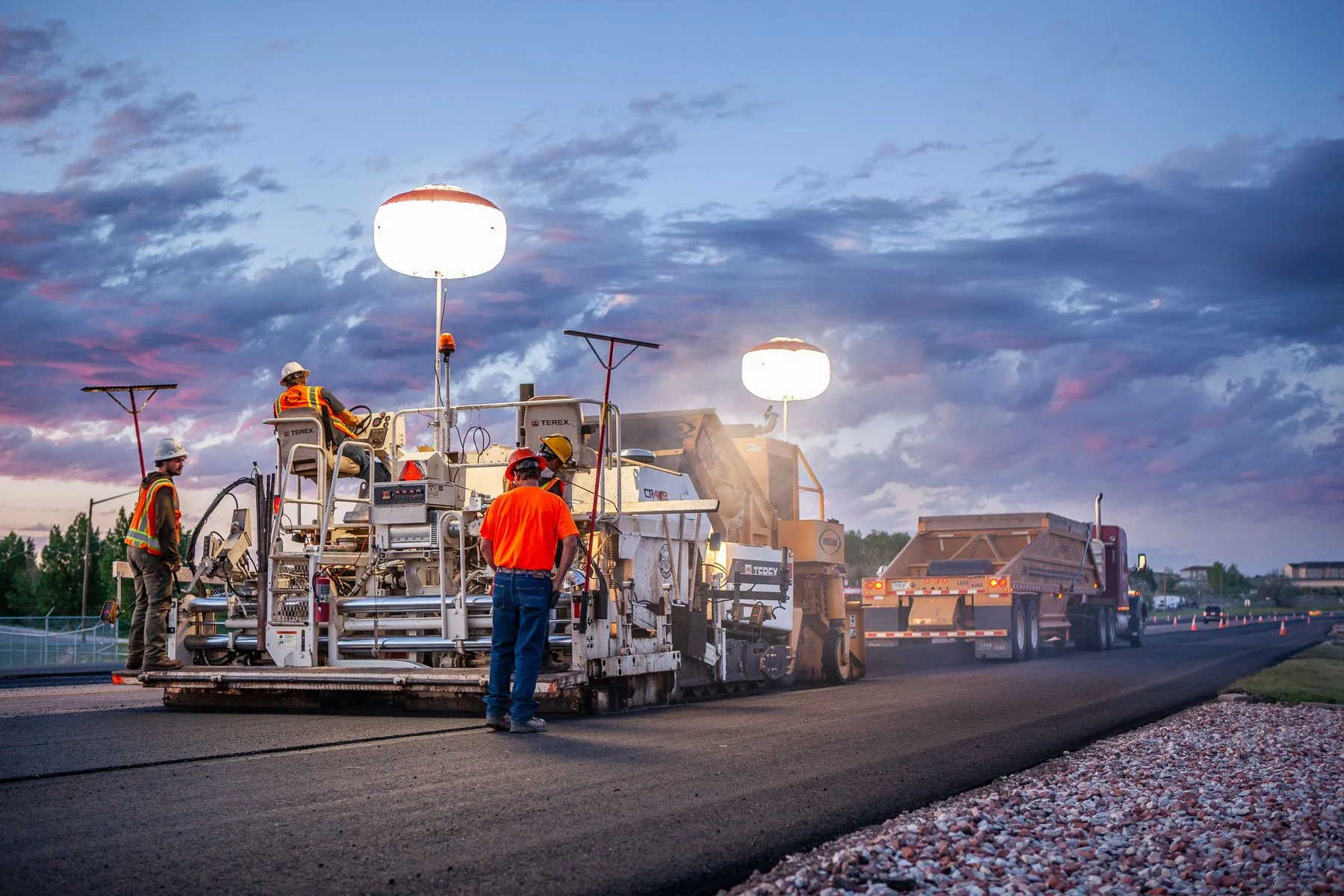 Construction photography, including road construction for a construction company.