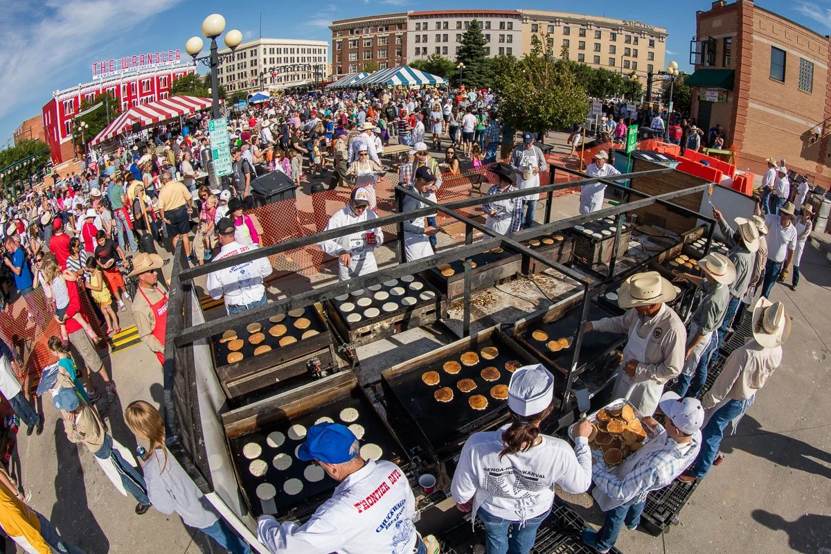 Pancake breakfast in downtown Cheyenne, Wyoming, during Cheyenne Frontier Days.