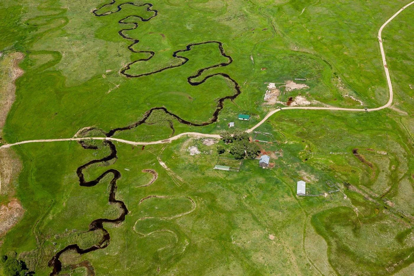 Aerial photography of the North Platte River near Saratoga, Wyoming.