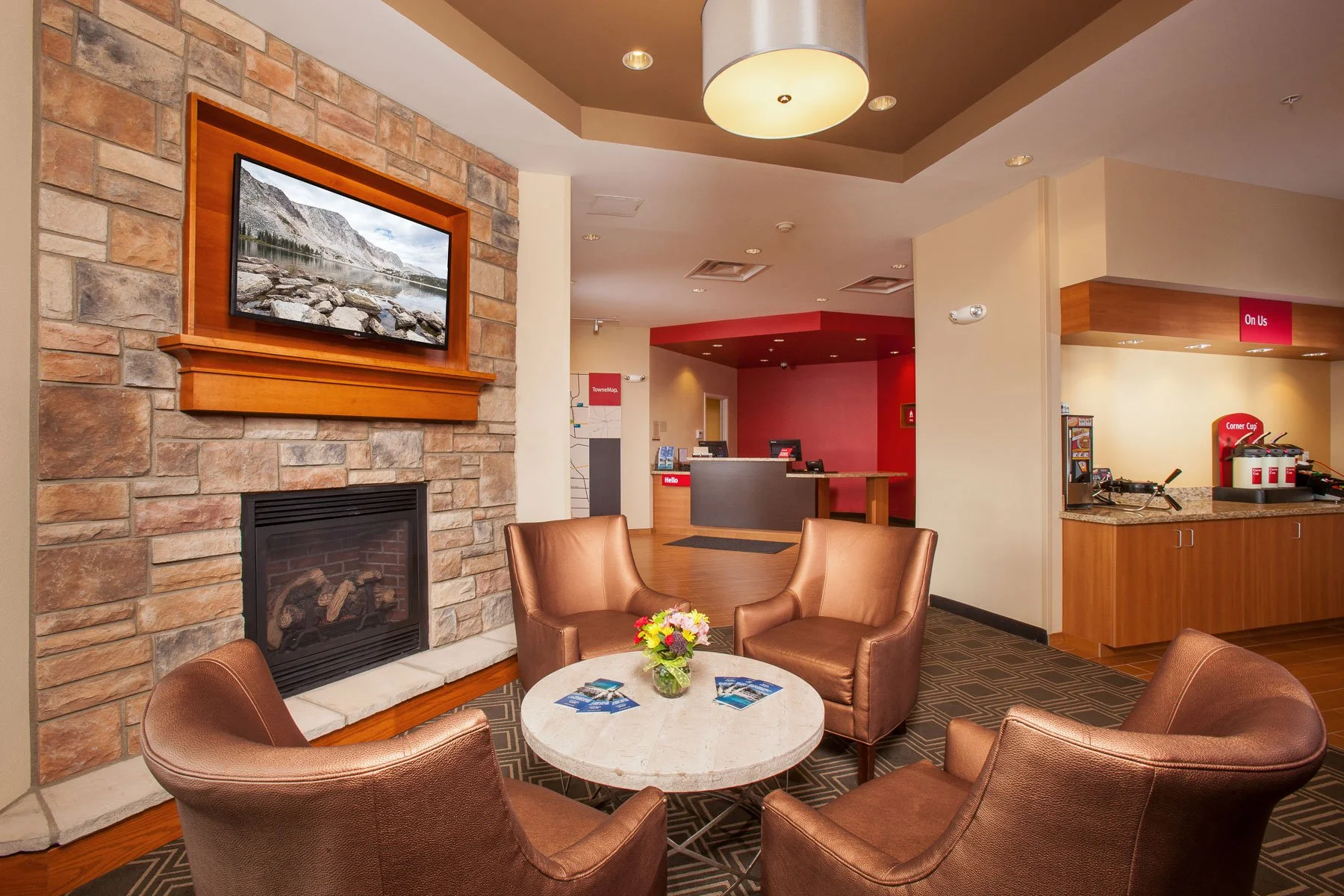 Lobby and front desk at the Spring Hill Suites Marriott in Cheyenne, Wyoming. Photography was created for the hotel's advertising.