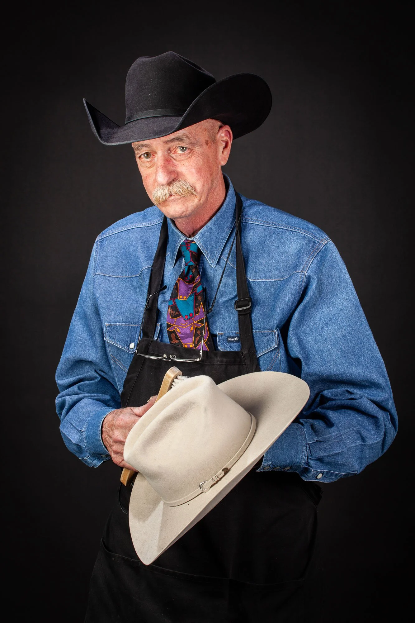 Cowboy portrait photography for marketing for Greeley Hat Works.