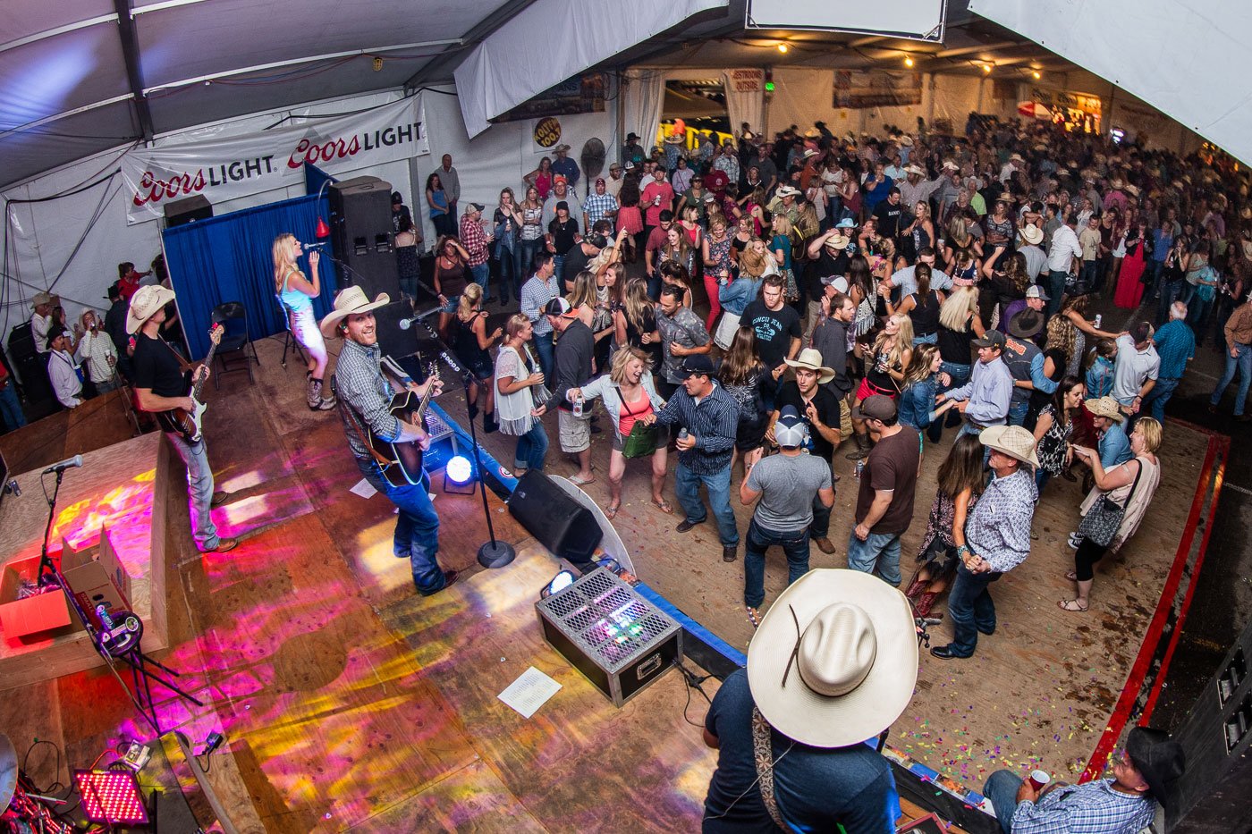 Live music from the stage behind the band at Cheyenne Frontier Days in Cheyenne, Wyoming.