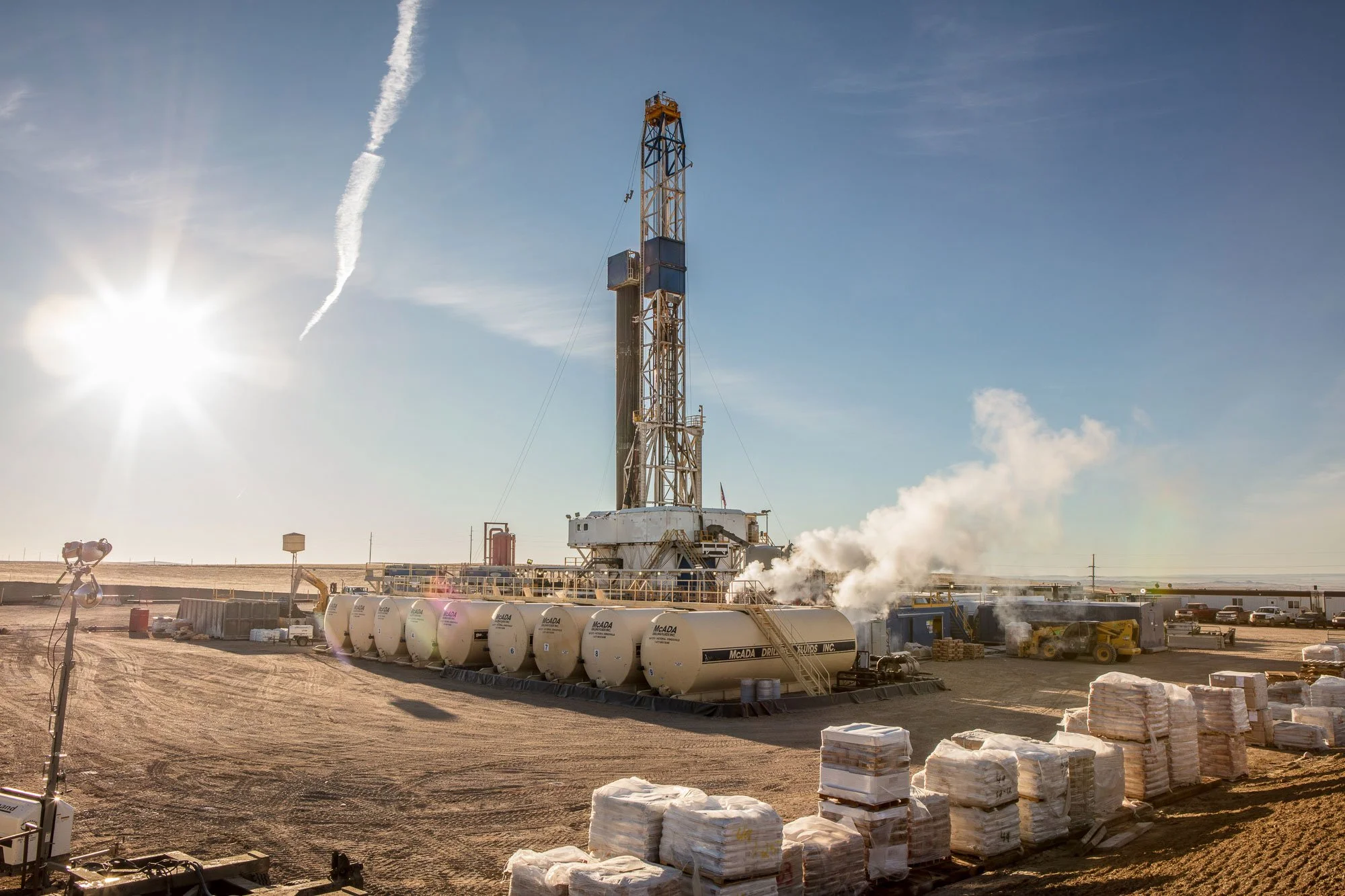 Oil and gas drilling rig in Central Wyoming.