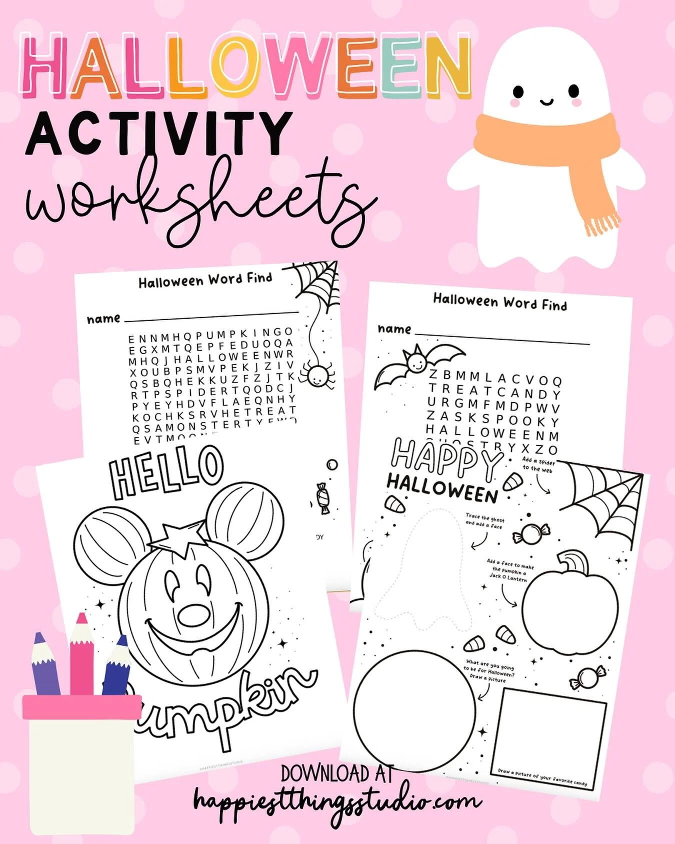 Halloween activity worksheets are free to download for members on my website- okay for classroom use! 🩷🎃✨