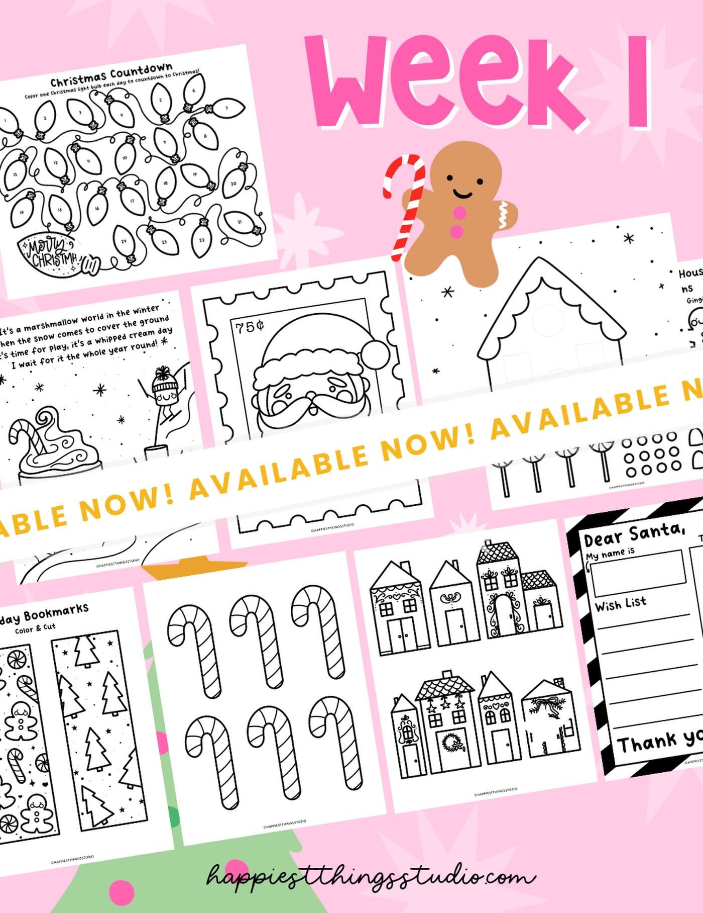 Week 1 is here! 🩷🎄🖍️FYI- you must be a color club member to download the week 1 packet.  It&rsquo;s free! Enjoy!! Okay for home and classroom use.