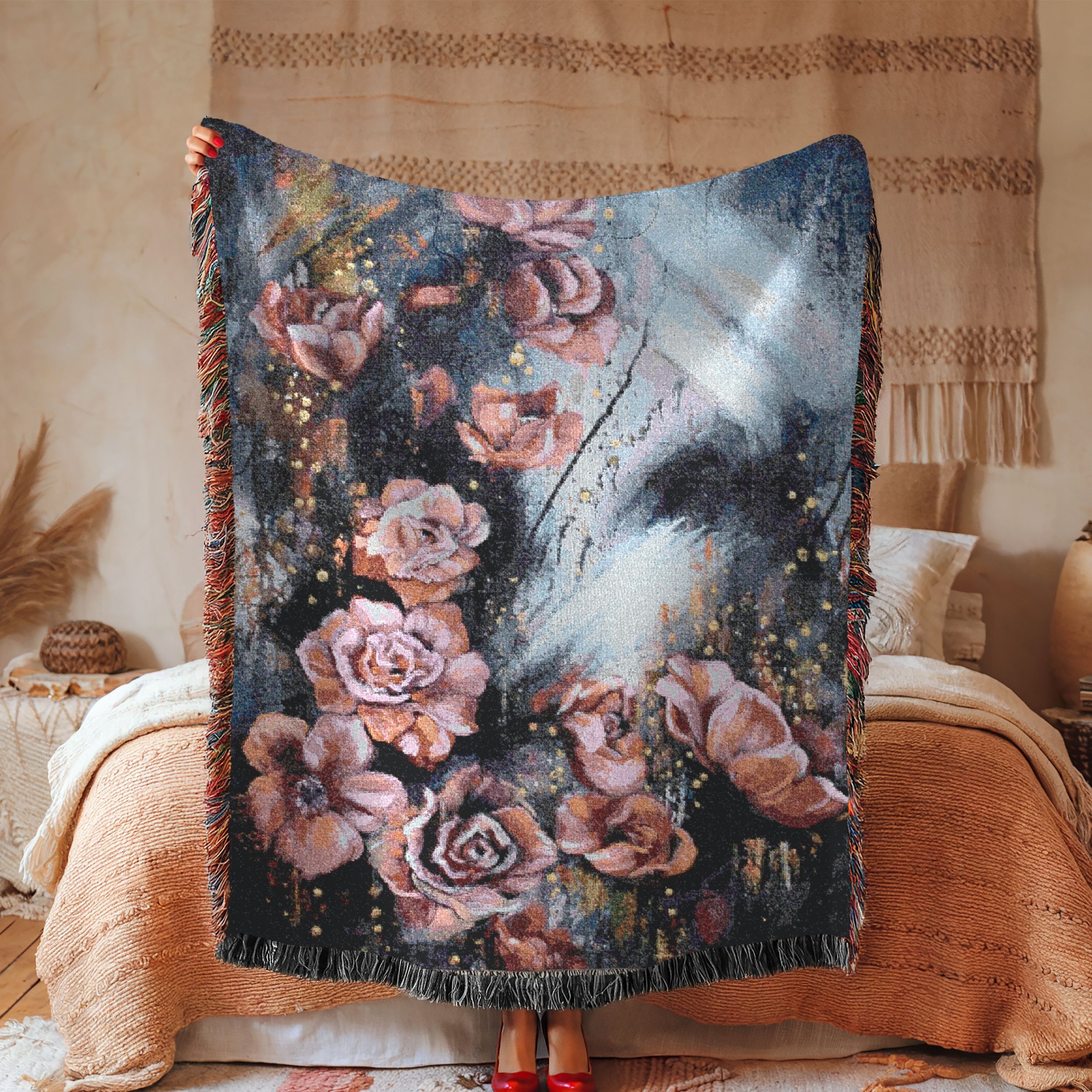 Miracle of  the bloom woven throw.jpg