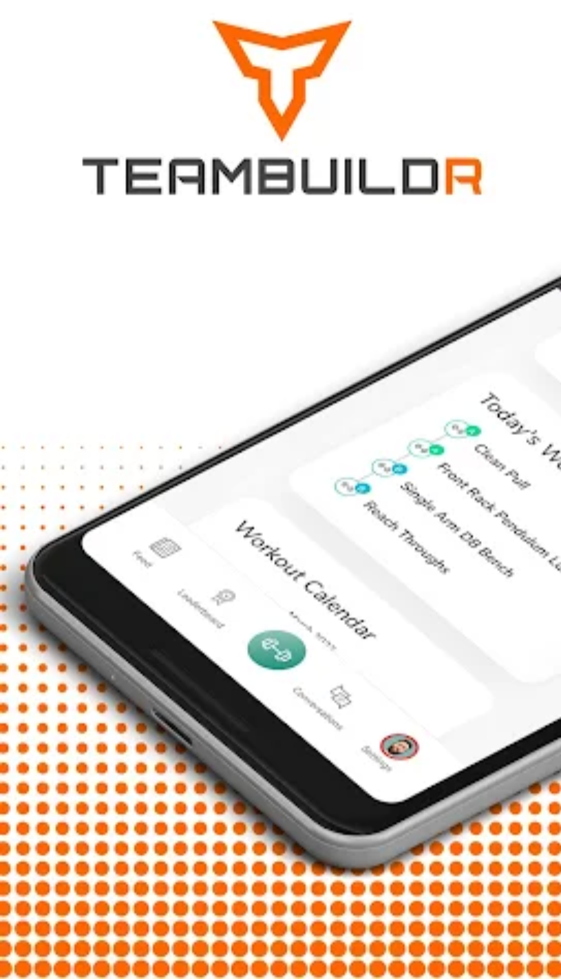TeamBuildr app showing basketball training workout program on mobile phone