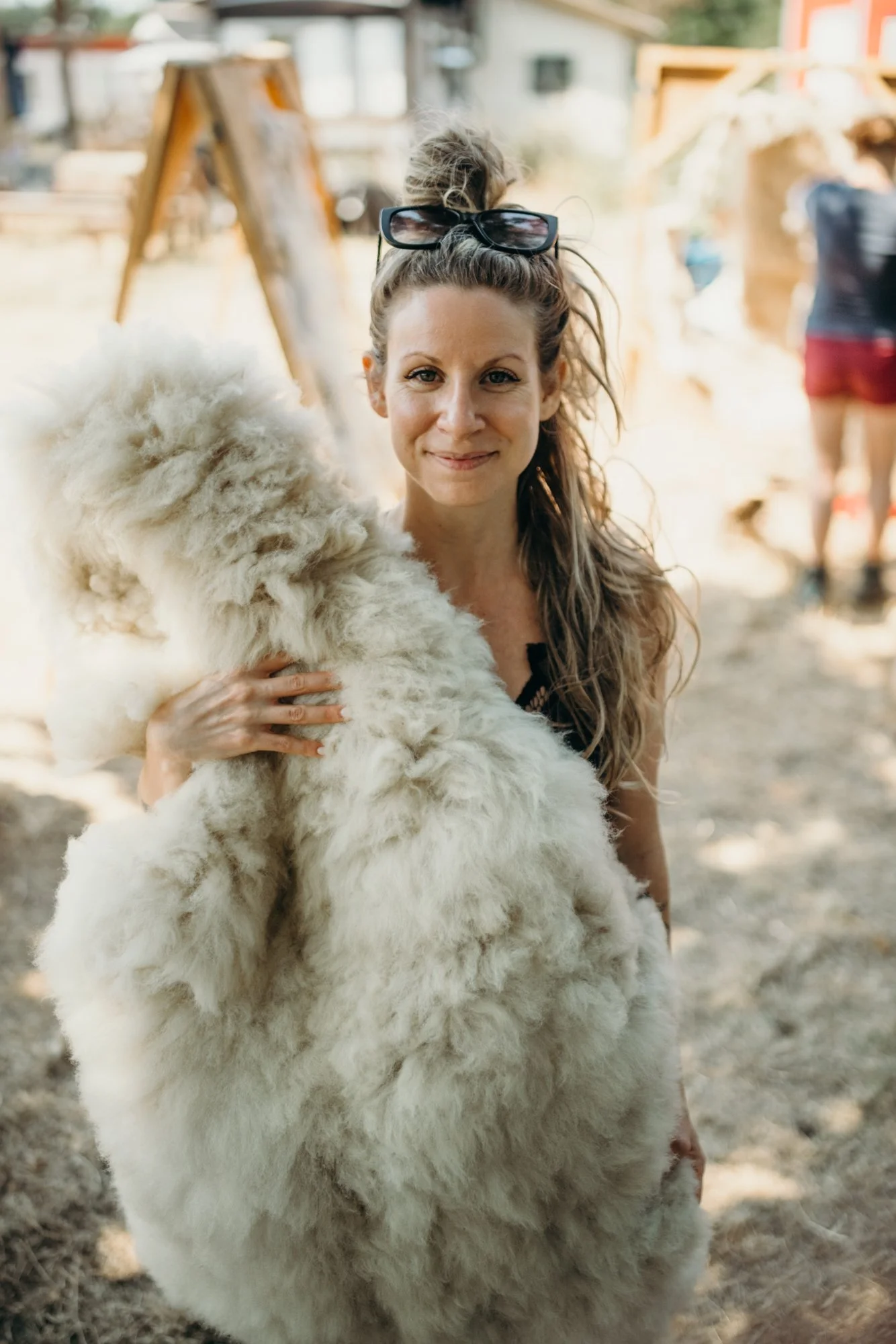 Sheepskin rug, natural hide tanning