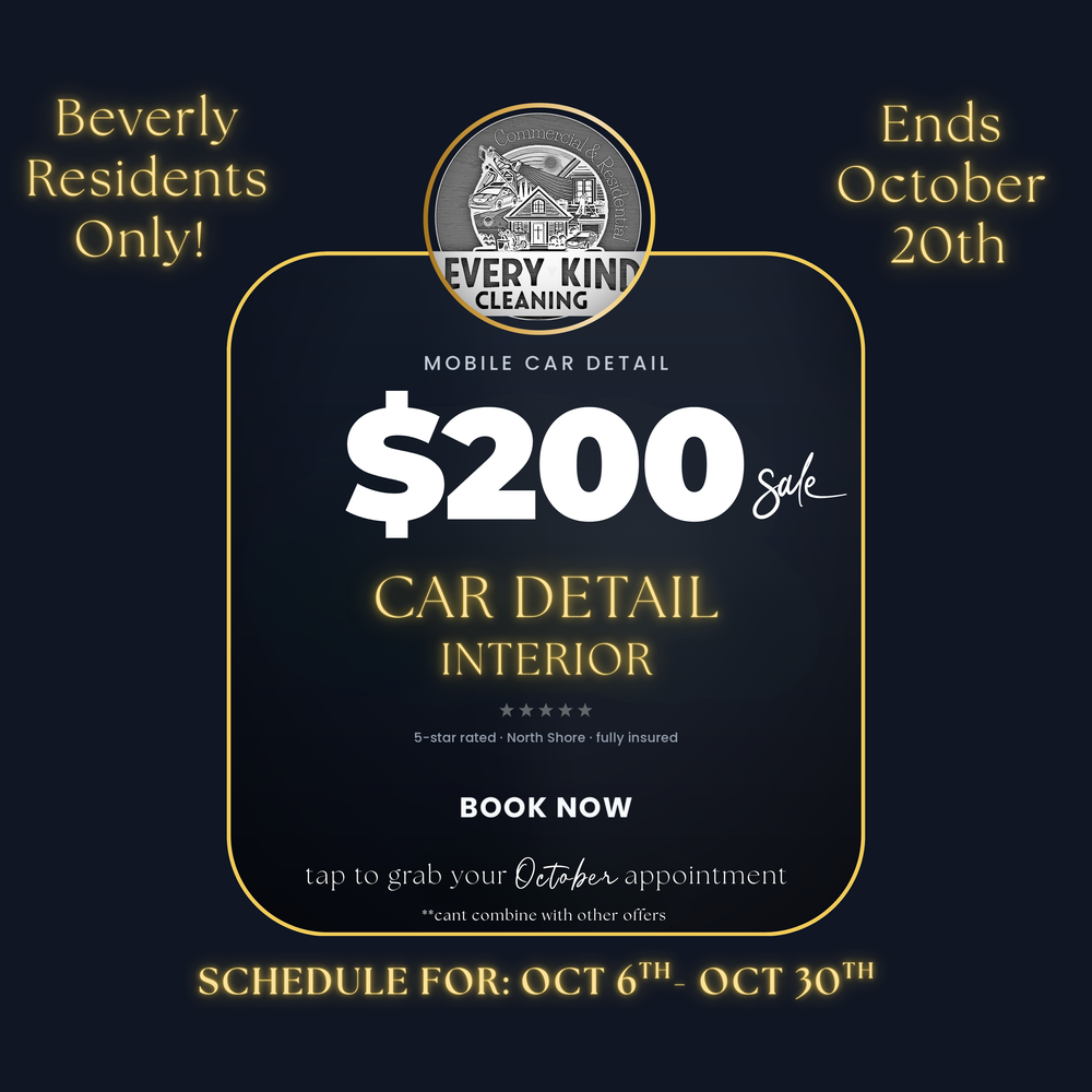 $200 Car Detail Interior Sale - Beverly Residents Only - Ends October 20th