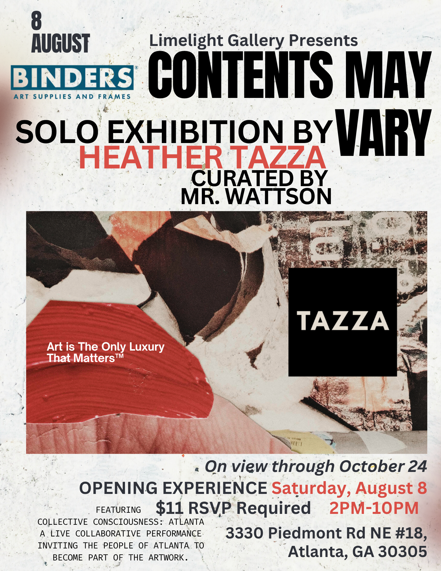 Contents May Vary ATL Solo Exhibition + Collective Consciousness Performance Piece for Binder's 71st Anniversary (2026)