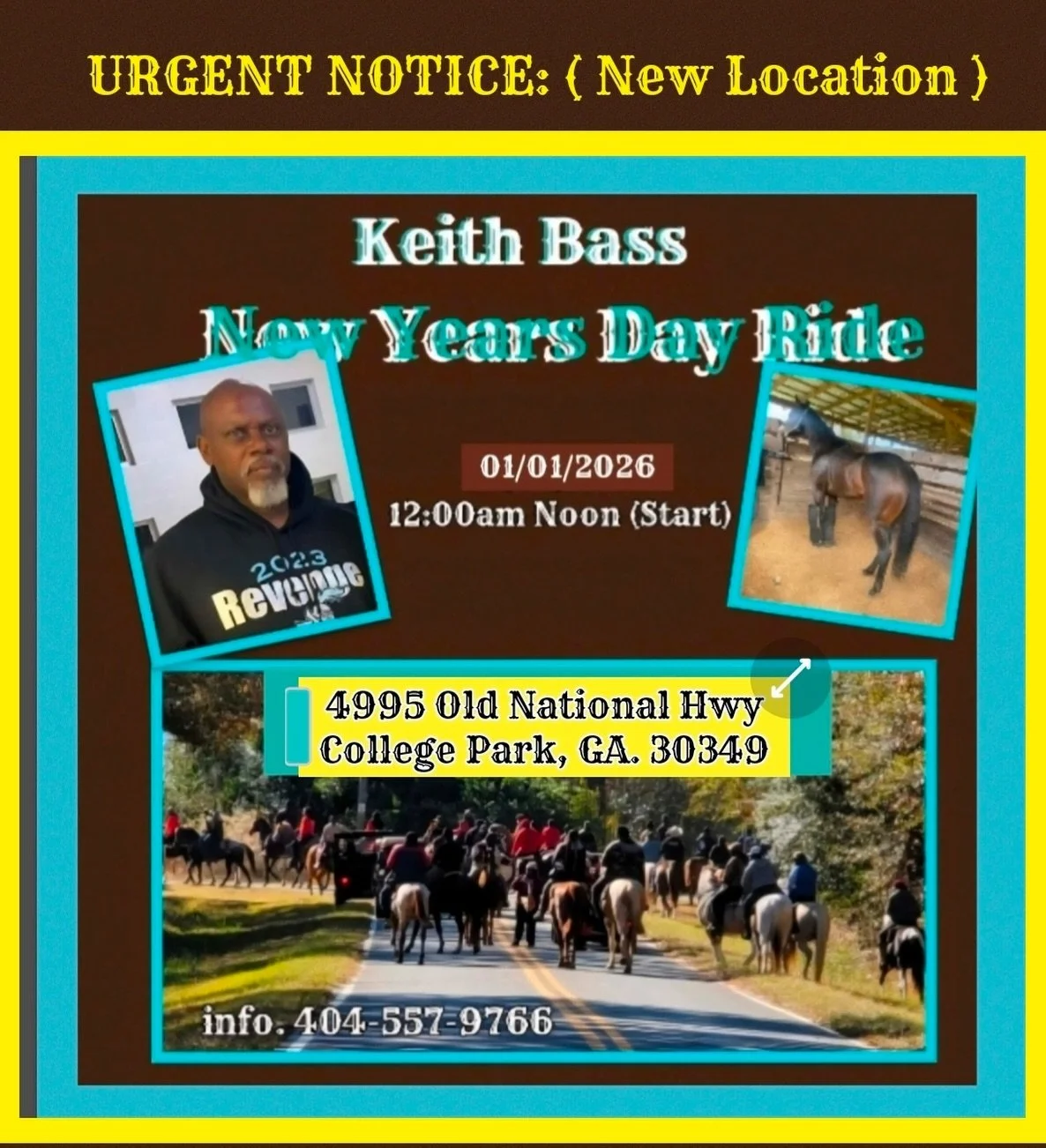 Updated new location address for the ride

4995 Old National Hwy
College Park, GA 30349
United States