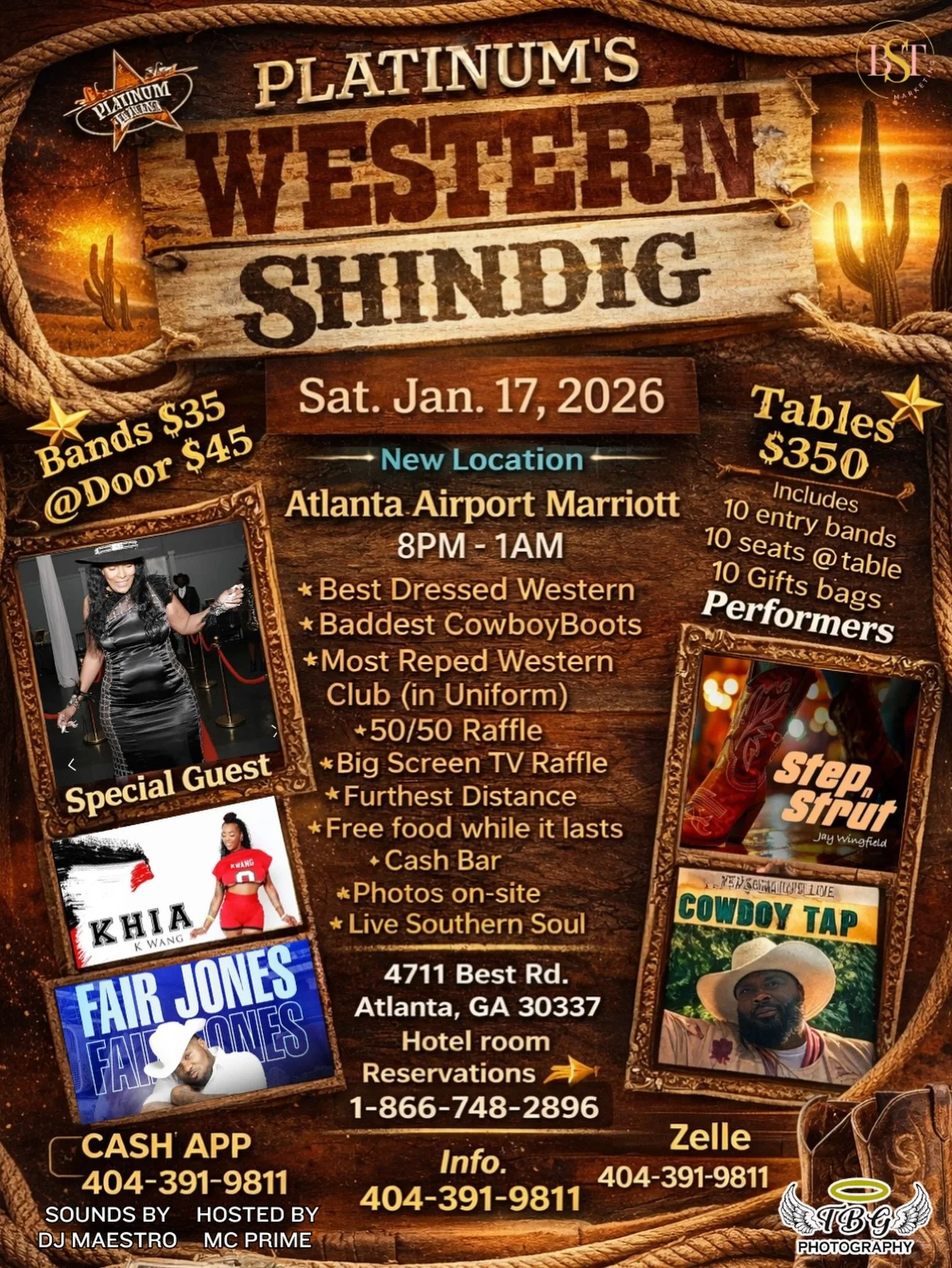 17th Annual Western Birthday Shindig 🤠

📅 January 17, 2026
📍 Atlanta Airport Marriott
⏰ 8 PM &ndash; 1 AM

📆 Weekend Lineup
Friday: Hotel Check-In | Meet &amp; Greet | Bar Hop
Saturday: Western Birthday Shindig 🎉
Sunday: Check-Out

🎟️ Tickets &