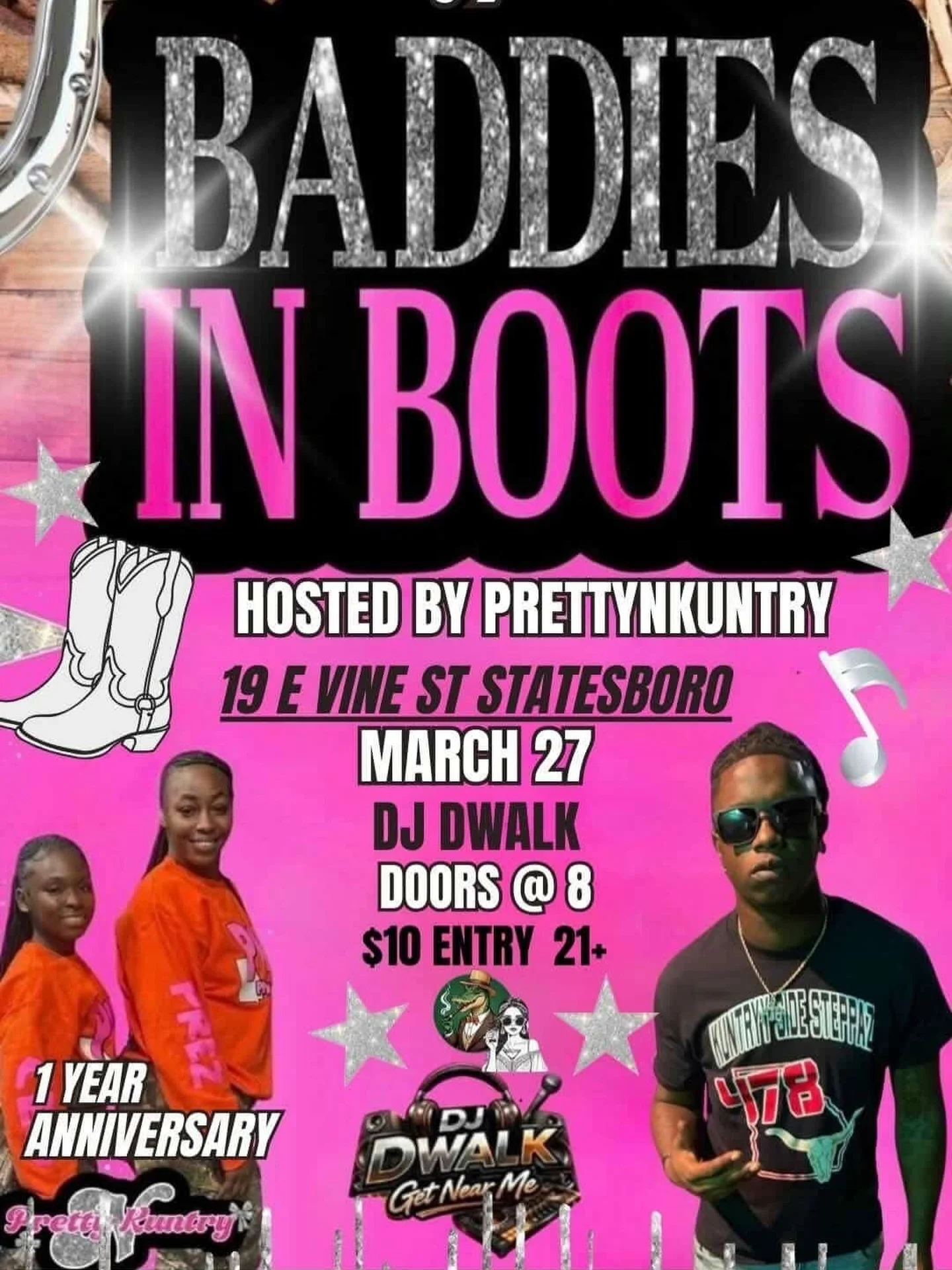 CALLING ALL MY GROUPS FROM SURROUNDING COUNTIES ! 🗣️🚨

PrettyNKuntry Officially Having A Steppers Night &amp; Y&rsquo;all Know We Had To Have The BEST DJ For The Night ! 🤭

We Would LOVE For Y&rsquo;all To Come Support &amp; Be With Us For Our 1 Y