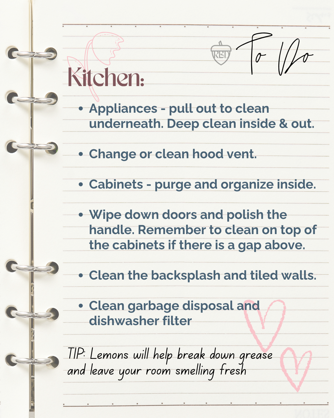 Kitchen cleaning checklist