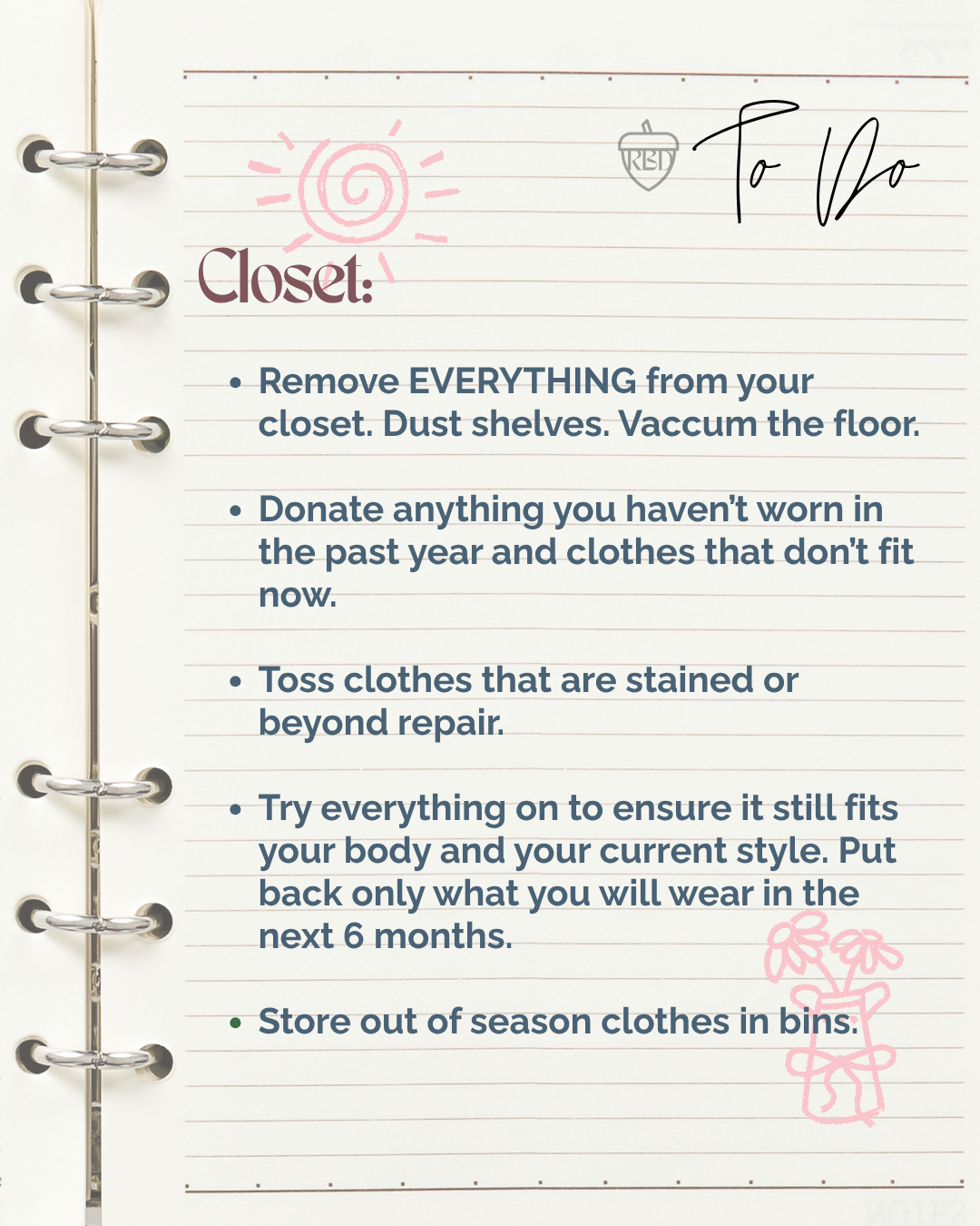closet cleaning checklist