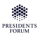 Presidents Forum logo with hexagonal pattern above the text
