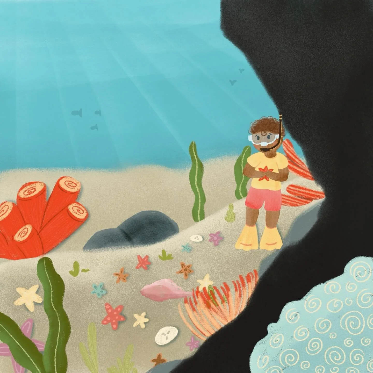 Day 2- Sea Star Garden🐚
@kidlitart_drawing_challenge 
-
-
although it&rsquo;s not my favorite illustration I really enjoyed experimenting with brushes and thoughtlessly drawing :)
-
-
#kidlitartdrawingchallenge #kidlitartwork #digital_art #childrens