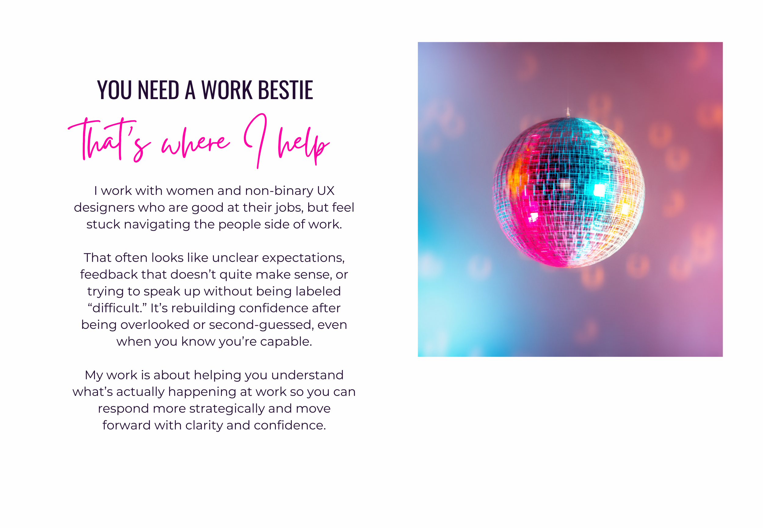 A digital image of a pink and blue glittery disco ball reflecting colorful lights, set against a soft, blurred background with pink and blue hues.