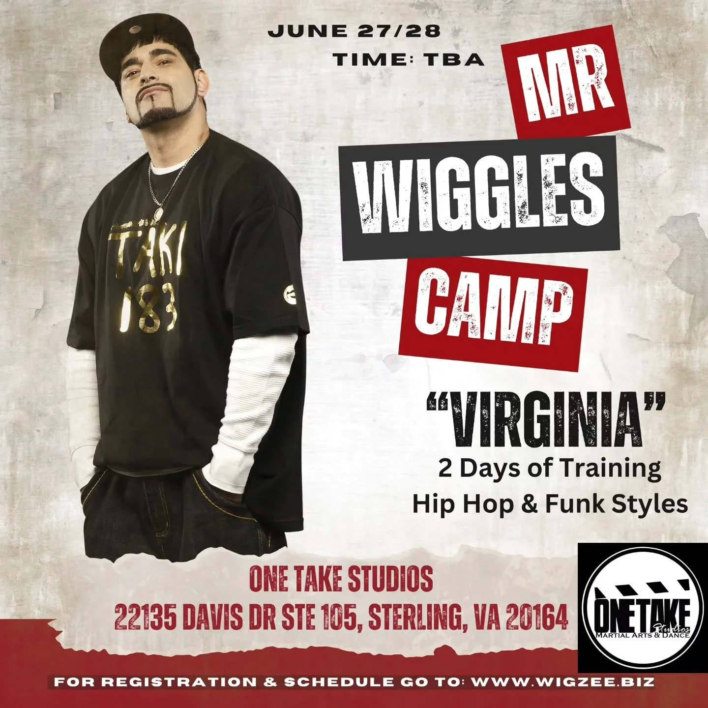 🚨 DMV &mdash; LOCK IN 🚨

June 27 &amp; 28 🗓️

We&rsquo;re honored to bring back a true pioneer of the culture&hellip;
@mrwigglesrsc returns to One Take for a special 2-Day Hip Hop &amp; Funk Styles Camp 🔥

📍 One Take Studios, Sterling VA 

This 