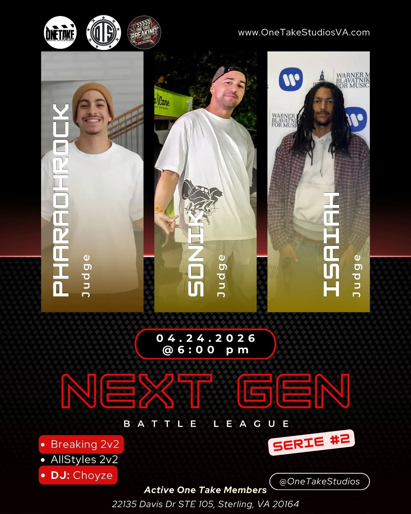 🔥 Judges Panel Ready! 🔥
For our Next Generation Battle League &ndash; Series #2, we&rsquo;re bringing a special lineup to the floor!
We&rsquo;ve got our very own One Take alumni @ahmed.abouissa (PharaohRock) &amp; @iasmith_984, judging alongside th