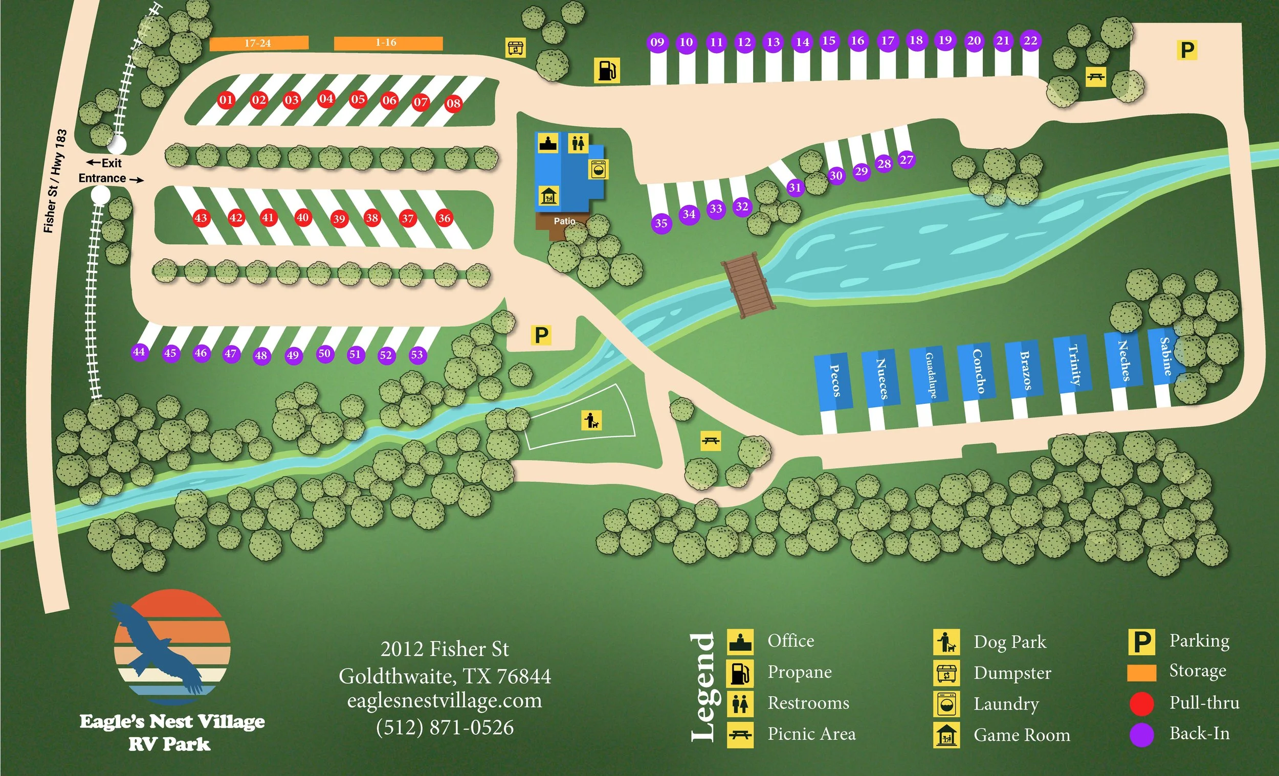 Park map for Eagle's Nest Village RV Park
