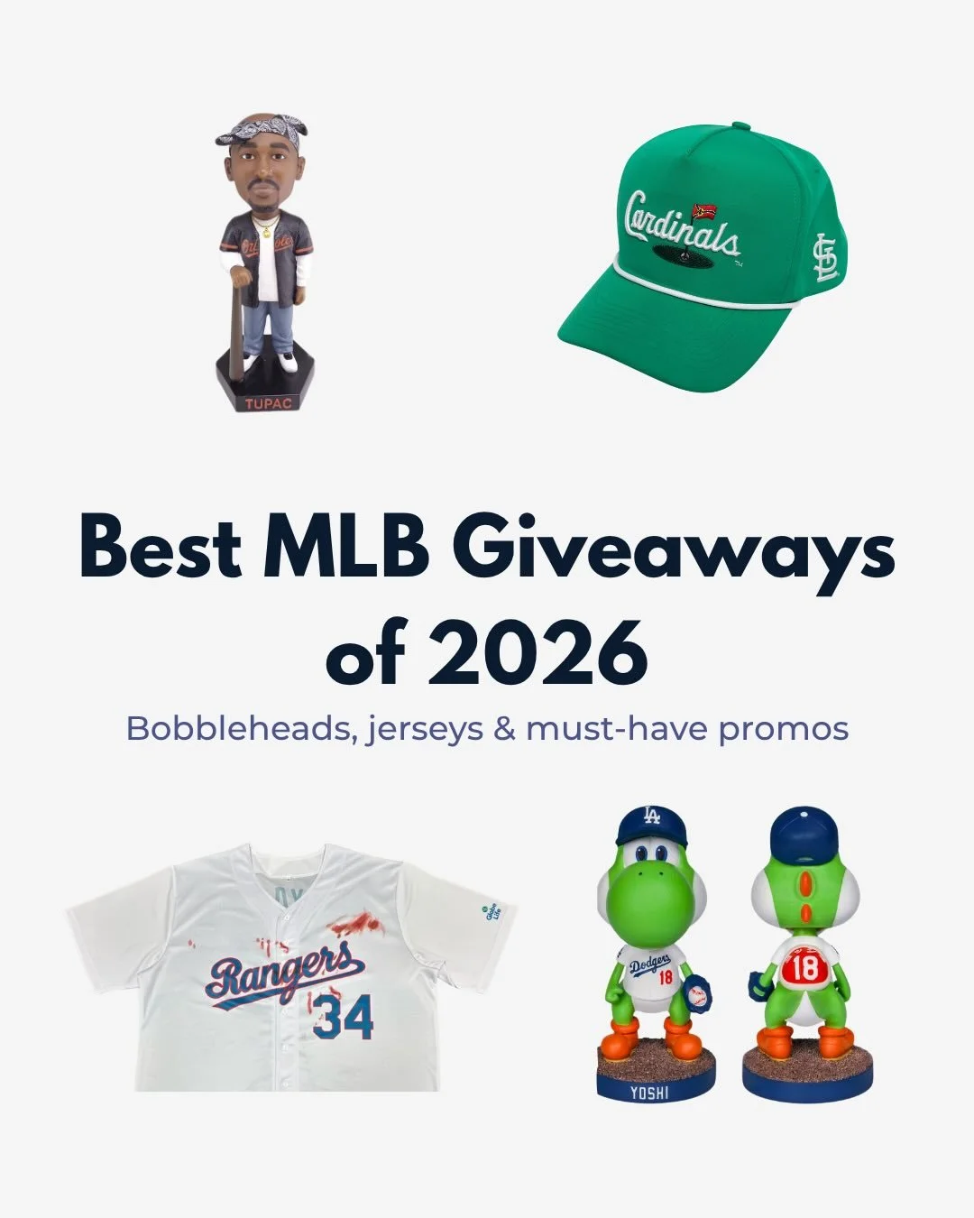 Not all MLB gate giveaways are created equal.

Some are cool&hellip; some are collectible&hellip; and some are so unique they become must-haves.

Here are my favorite MLB giveaways of 2026 - from can&rsquo;t-miss bobbleheads to &ldquo;blood-stained&r