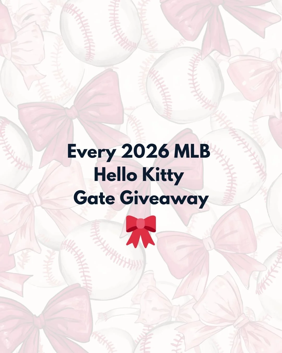 MLB 🤝 Hello Kitty 

A tradition unlike any other&hellip;

From bobbleheads to apparel to a cross body bag, these are the 2026 Hello Kitty gate giveaways (&ldquo;free&rdquo; upon stadium entry for the designated number of fans. These are not speciall