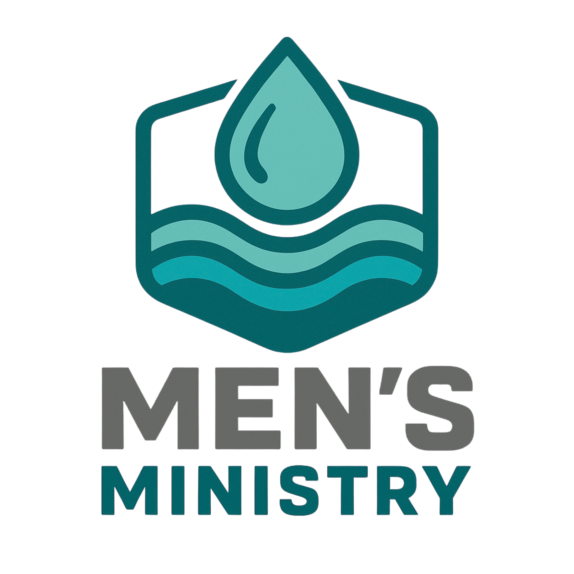 Logo of Men's Ministry featuring a water drop with waves below it
