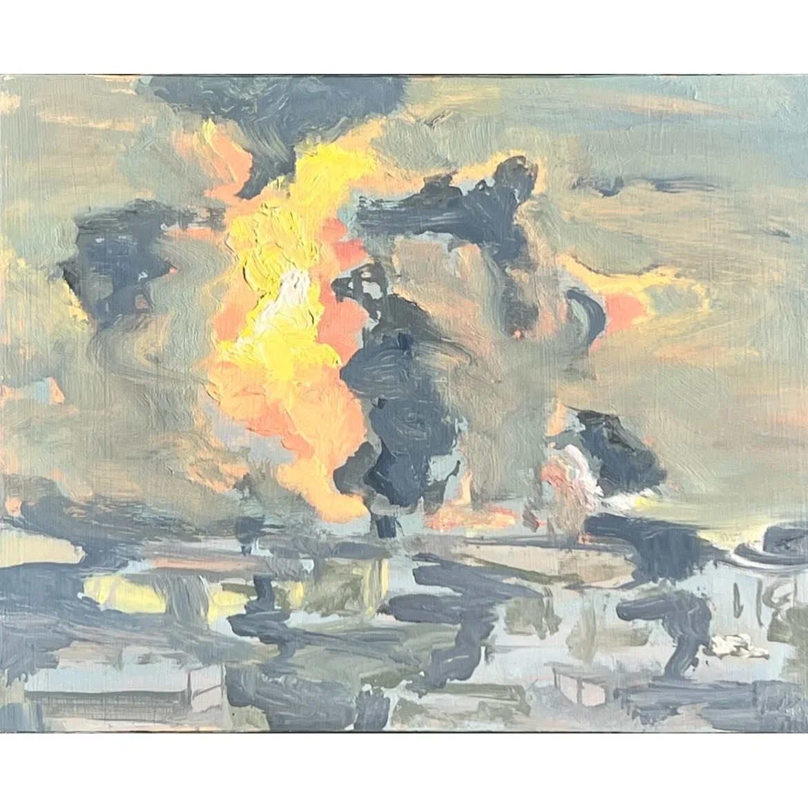 Cafe lights, oil on cradled board, 8 x 10&rdquo;

#oilpainting #paintingfire #contemporarypainting #abstractrealism
