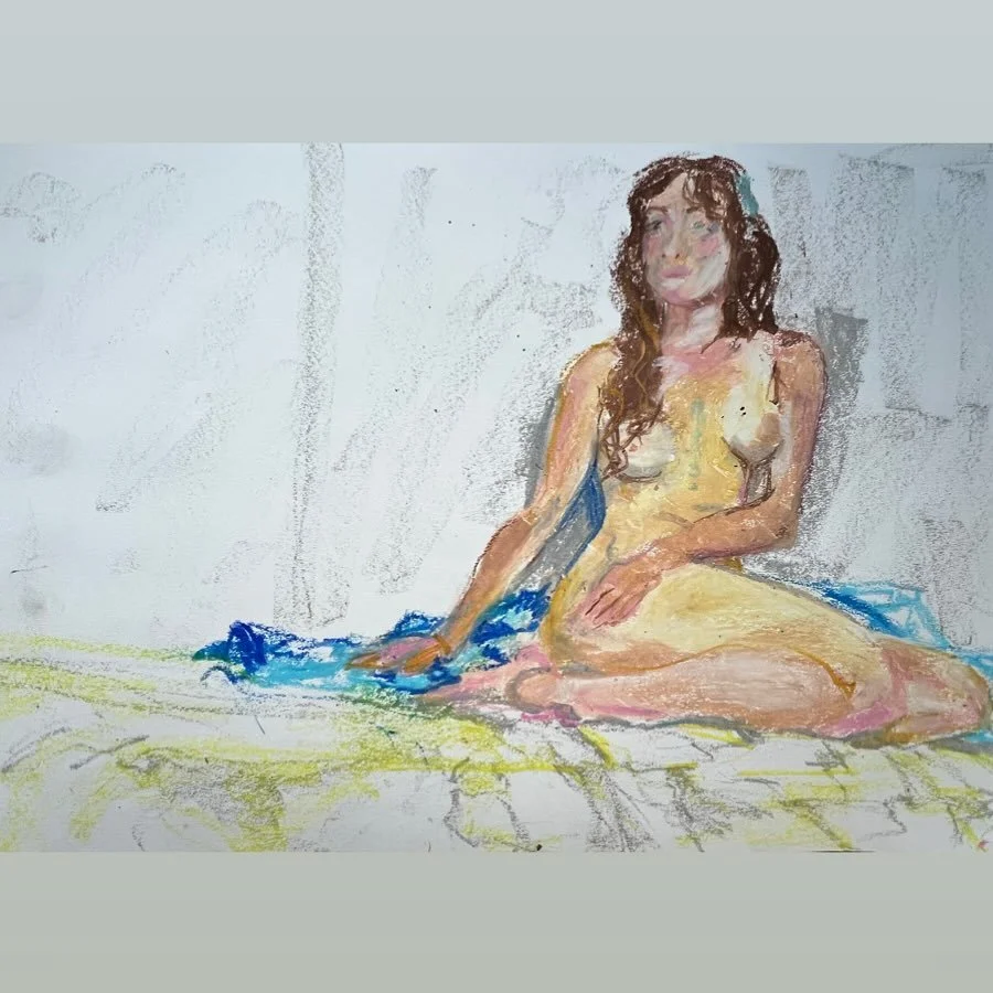 Life drawing at the Botanics again this evening. Beautiful poses. ☀️ 

#lifedrawing #sketchbook #oilpastel #gettingmyhandbackin
