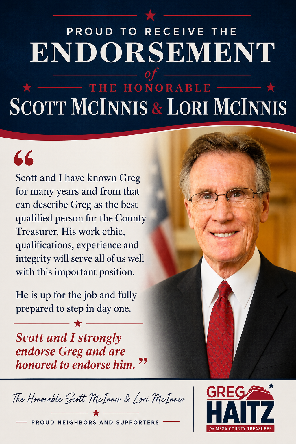 Scott McInnis &amp; Lori McInnis Endorse Greg Haitz