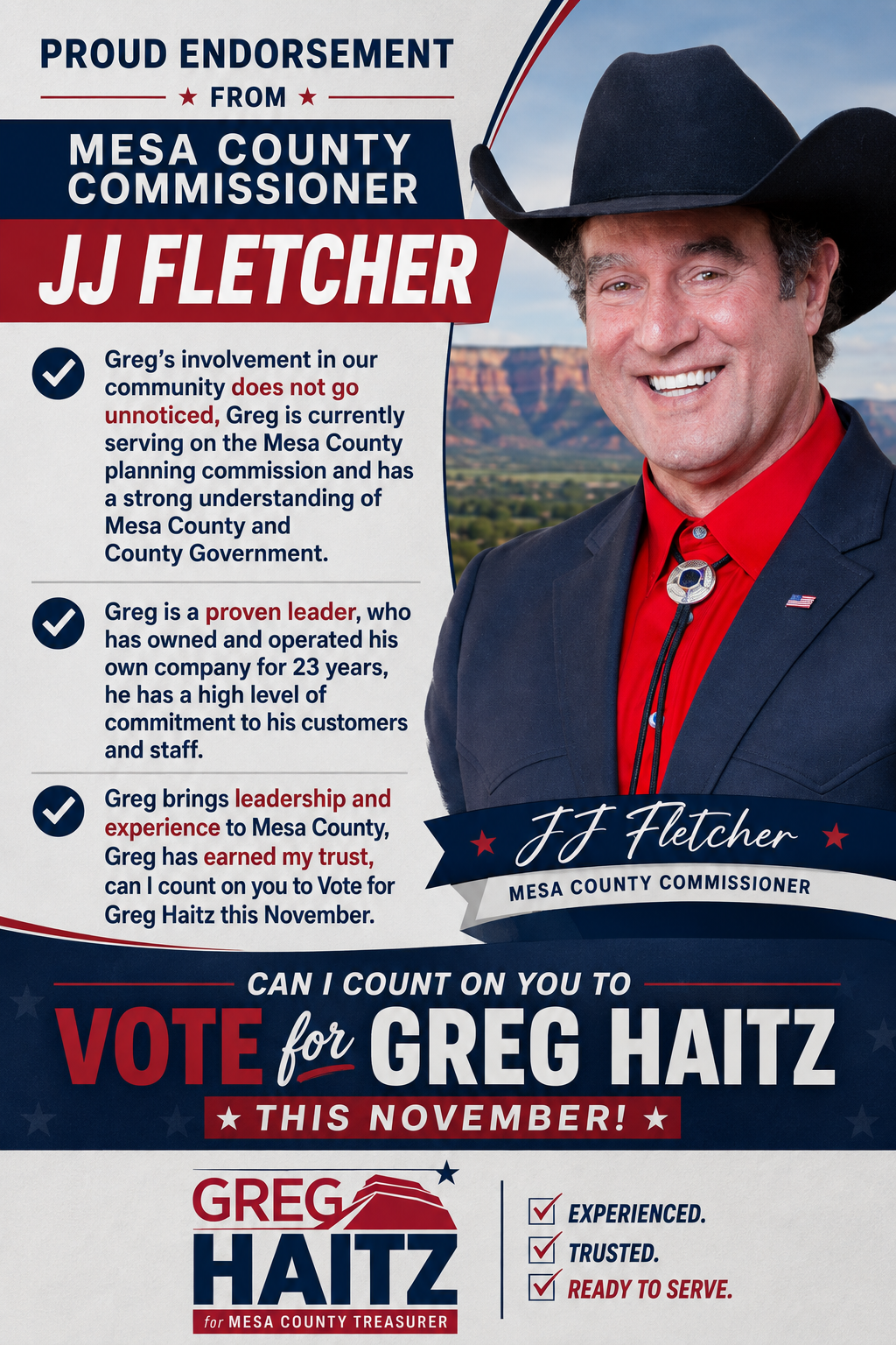 Mesa County Commissioner JJ Fletcher Endorses Greg Haitz