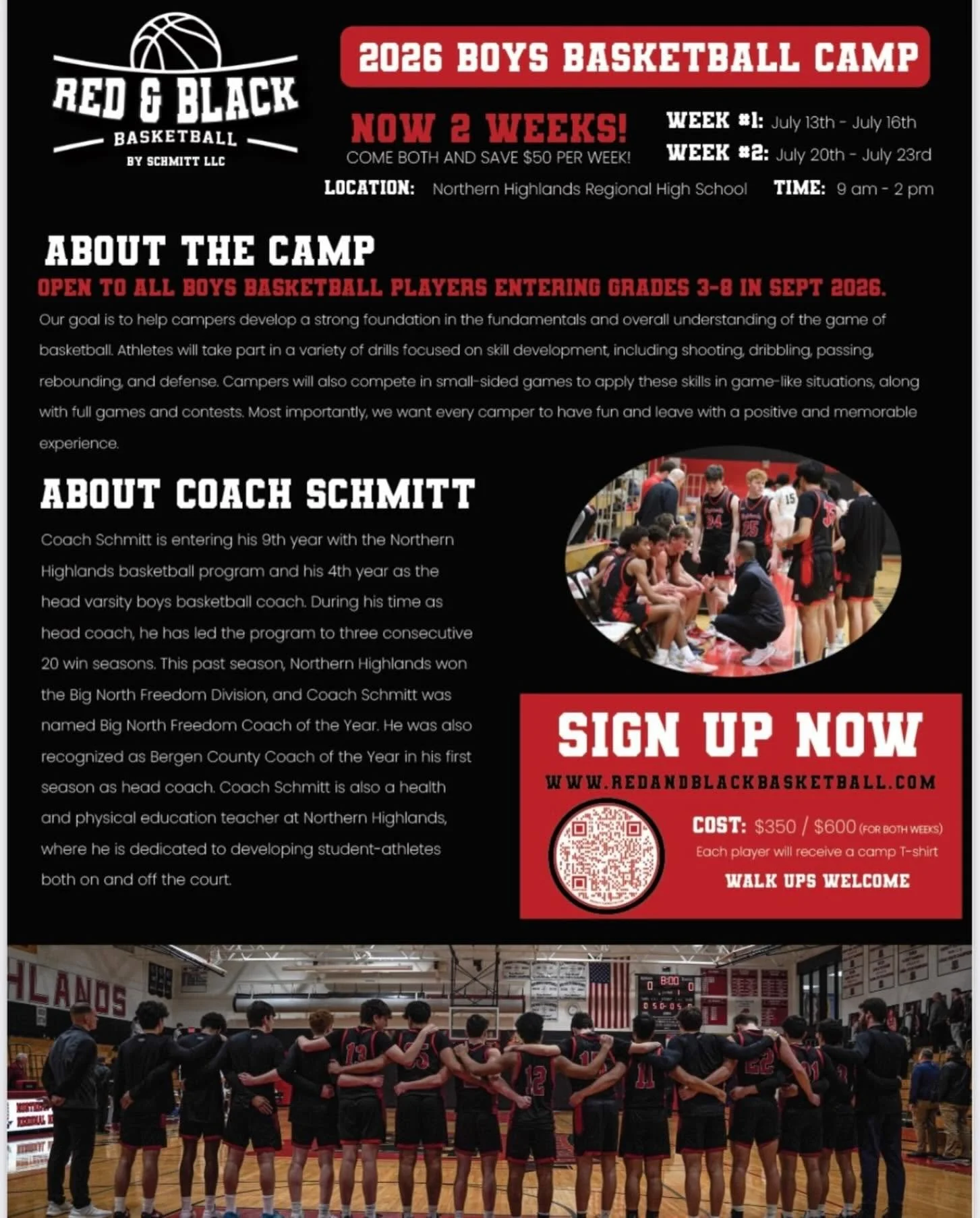 RED &amp; BLACK 2026 BOYS SUMMER CAMP!
