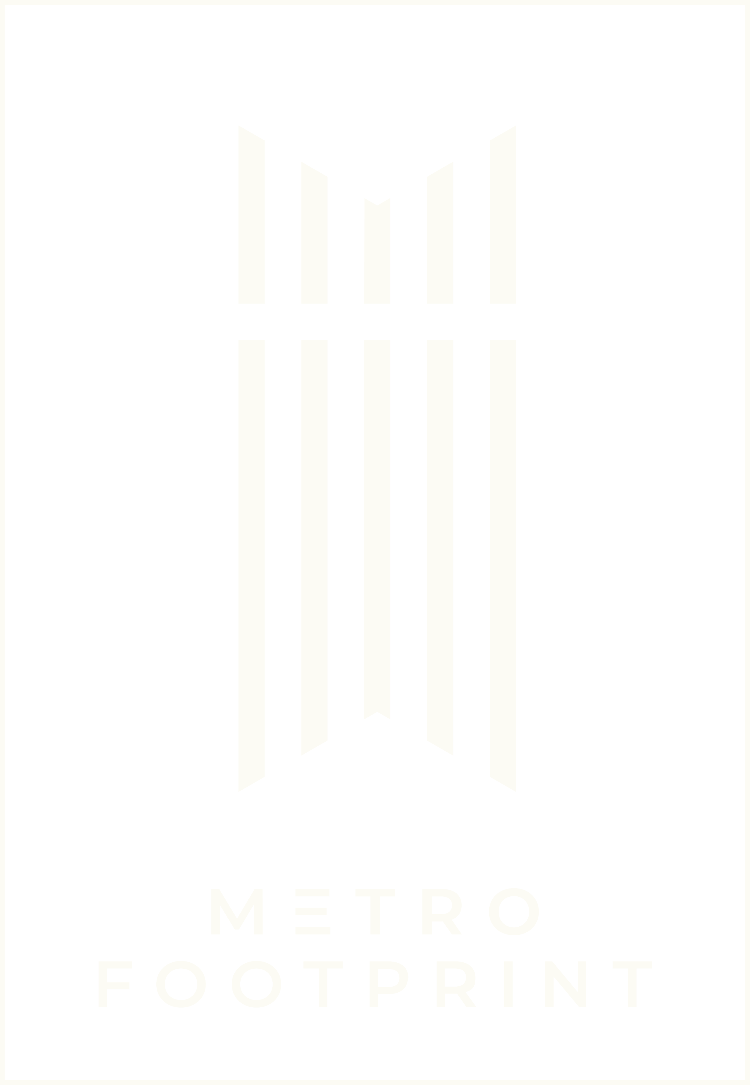 Black background with white stylized footprint resembling a metro map above the words "Metro Footprint" in white capital letters.