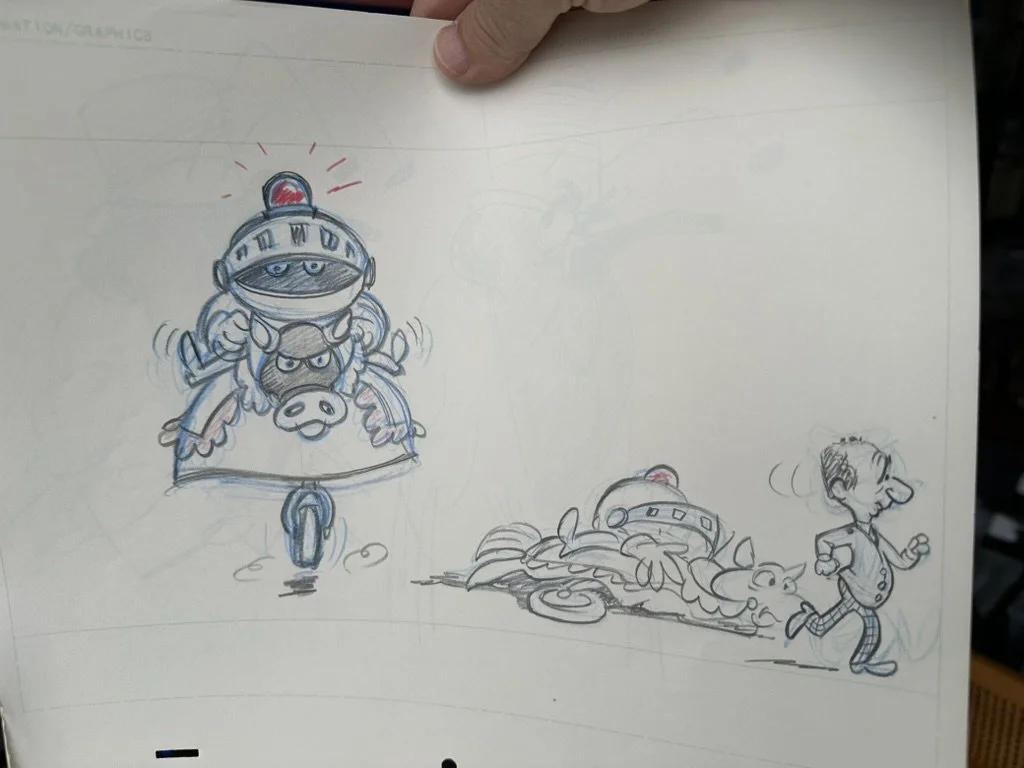 A design from the production of Phantom Tollbooth where an artist drew Sam in the bottom right 