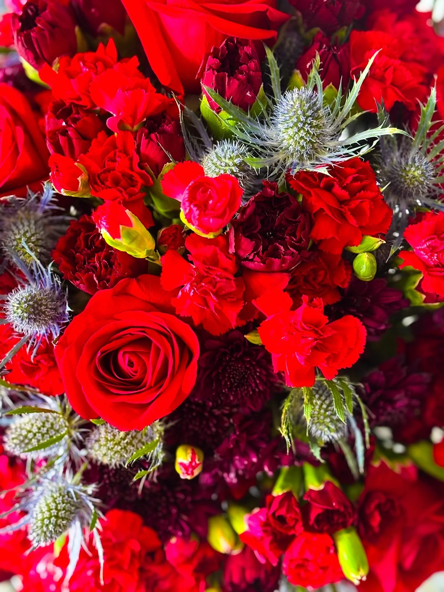 Love in red tones ❤️✨

Rosas, claveles y cardos que celebran la pasi&oacute;n y la elegancia.
#MaisonLaFlor #LuxuryBlooms #RedElegance #FlowerArt