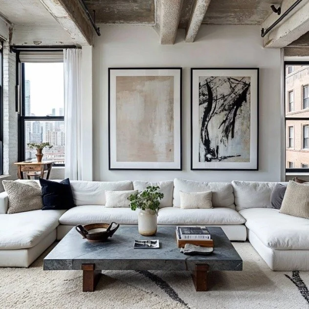In a grey monochromatic scheme, oversized furniture contrasts beautifully with natural textures and muted tones.#InteriorStyling #HomeInspo #FurnitureStyling#BudgetInteriorDecor