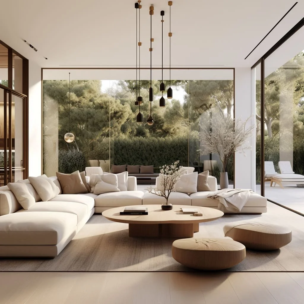 A simple, elegant modern minimalist design in a neutral beige and white palette, layered with soft texture and gentle tones, softens the room and creates a warm, cozy space.#InteriorStyling #HomeInspo #FurnitureStyling #BudgetInteriorDecor