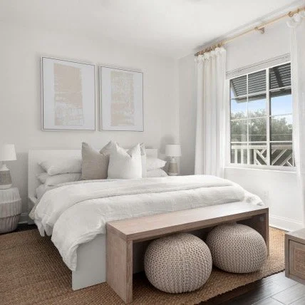 Coastal modern design, featuring soft neutral tones that open the space and create a breathtaking, elevated look. #InteriorStyling #HomeInspo #FurnitureStyling #BudgetInteriorDecor