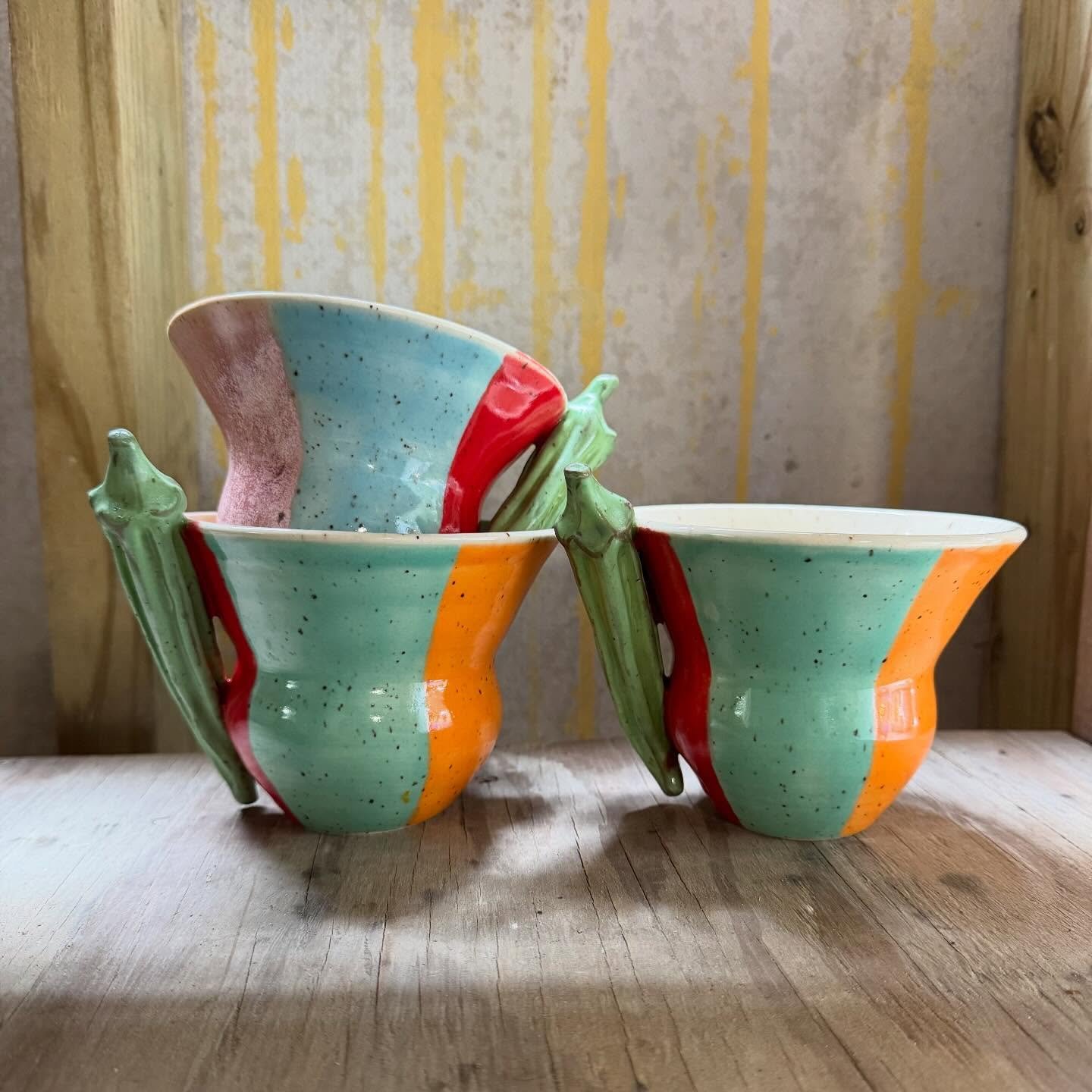 Soup cup stack (highly suggest gumbo) #pottery #ceramics #okra #gumbo