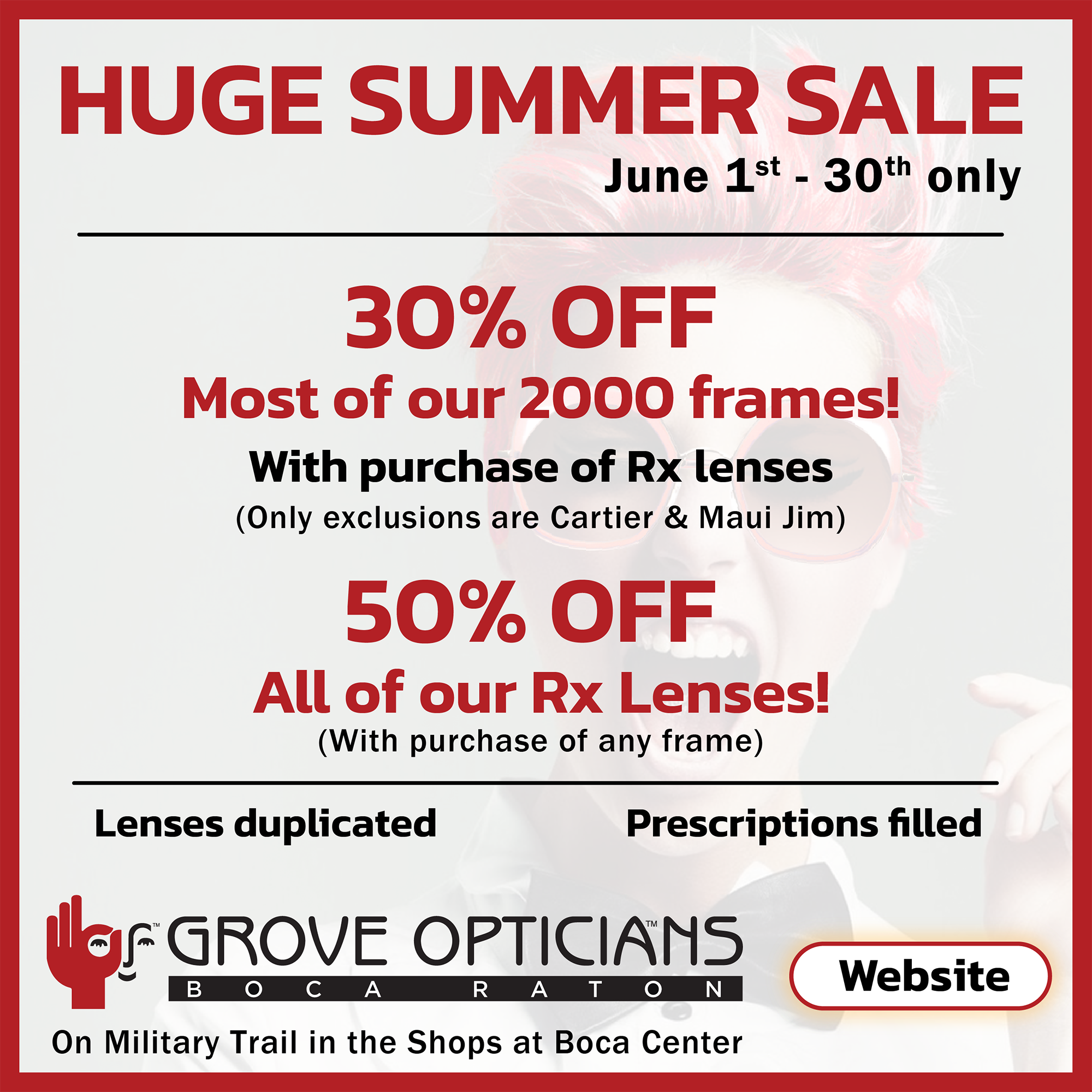 Grove Opticians Huge Summer Sale