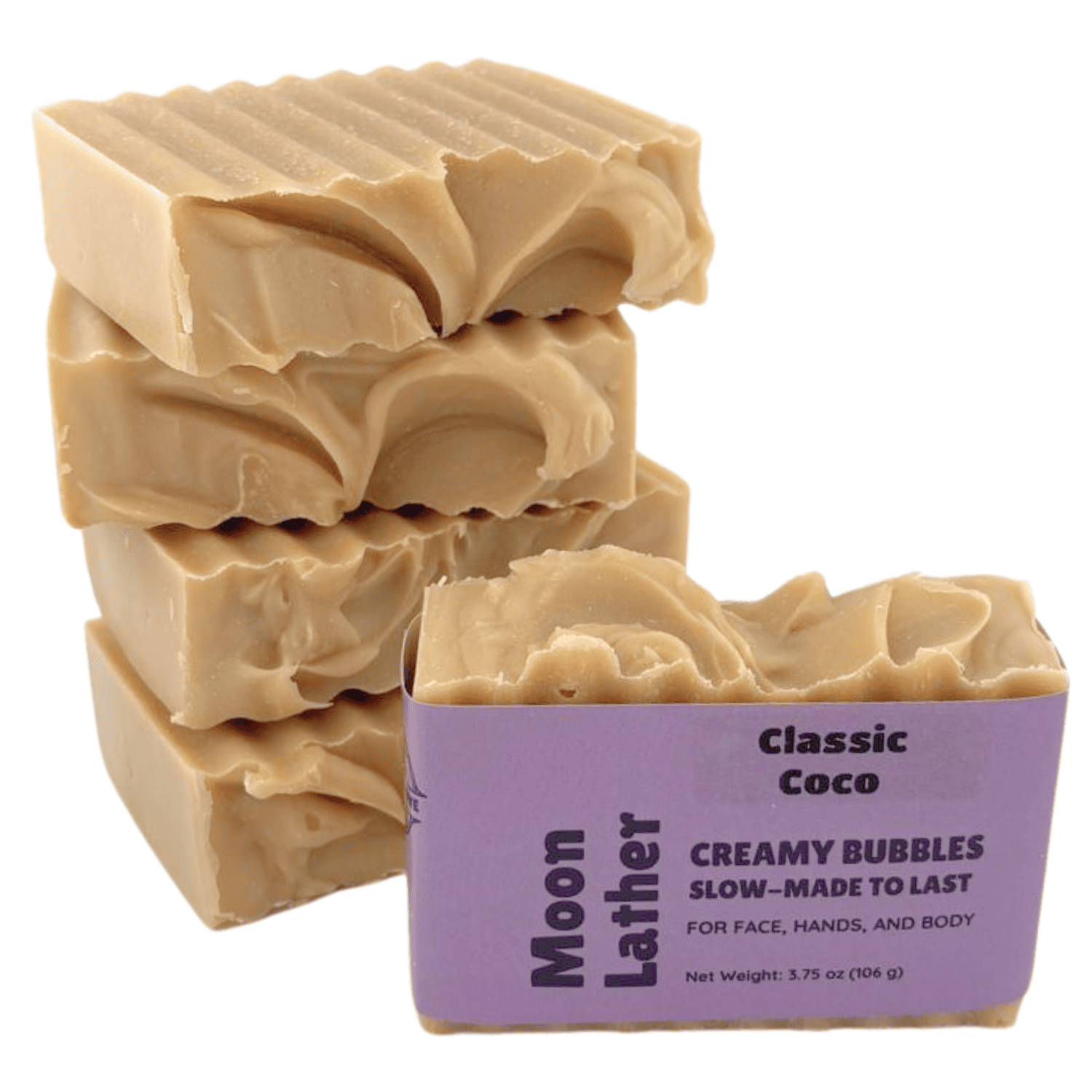 Classic Coco - This farm-inspired bar combines natural pumice for light exfoliation with mango butter for a long-lasting moisturizing soap_stacked bars