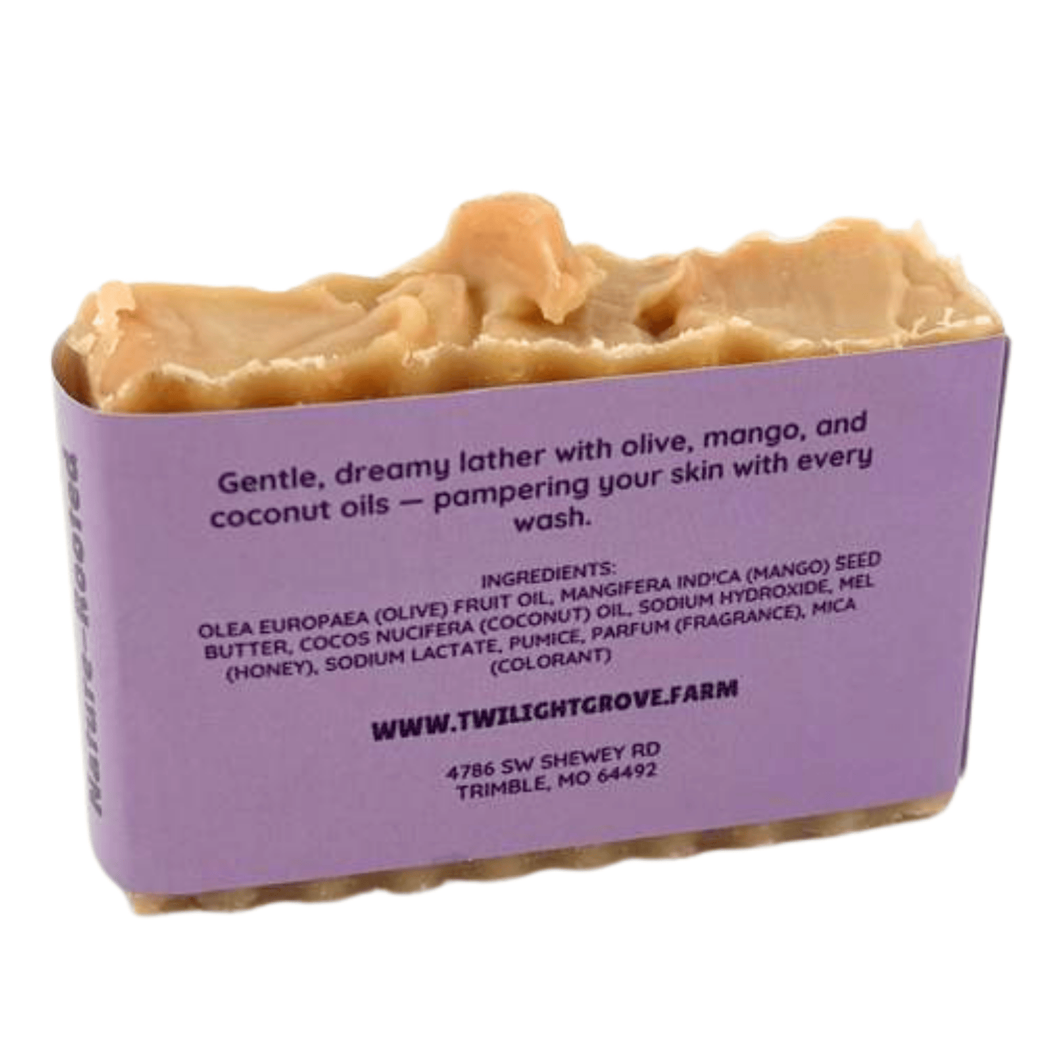 Red Apple - bright, juicy, lightly sweet - ridged bars, creamy beige with red swirls - back view, packaged