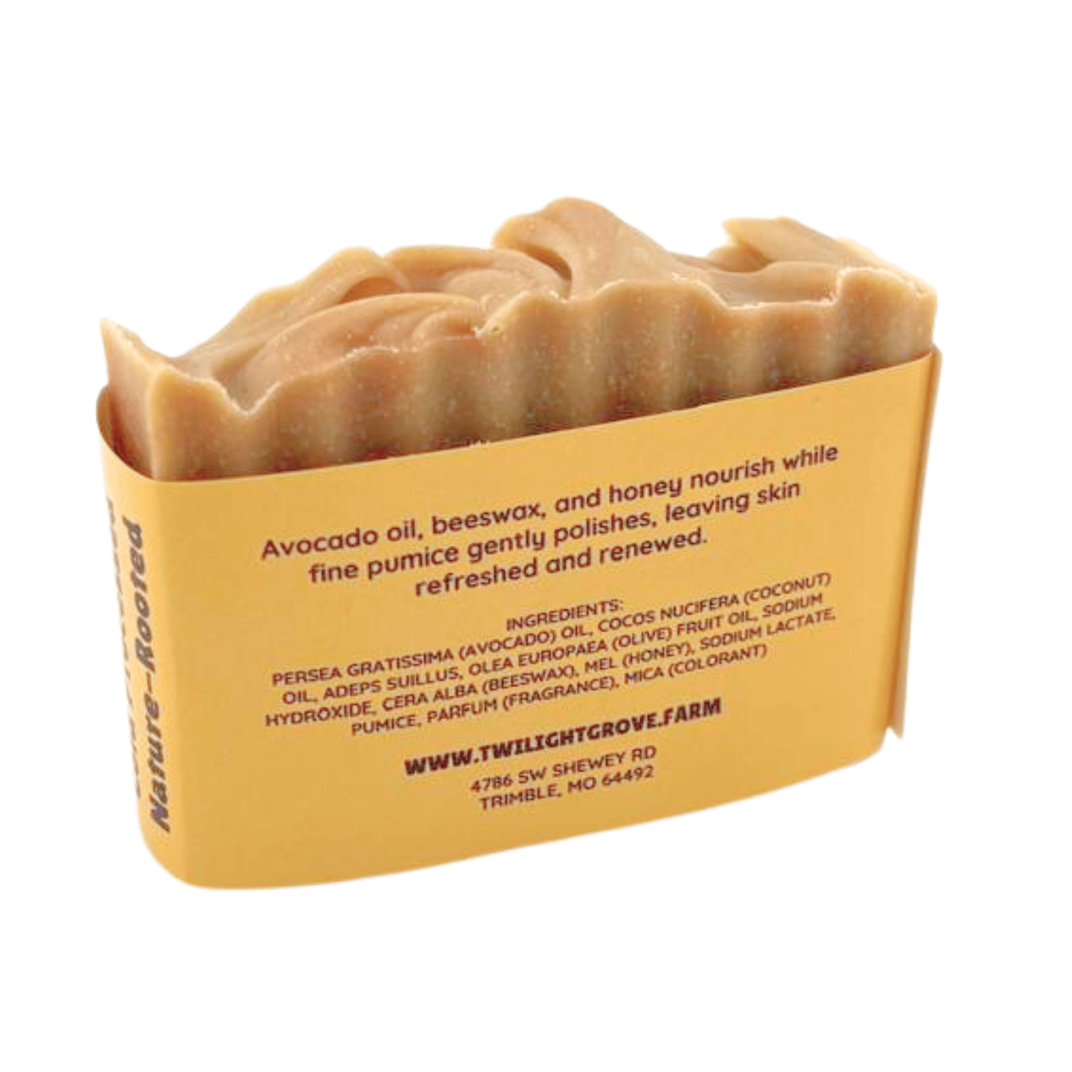 Peppermint Nature's Polish handmade soap bar displaying ingredient label and refreshing mint exfoliating soap.