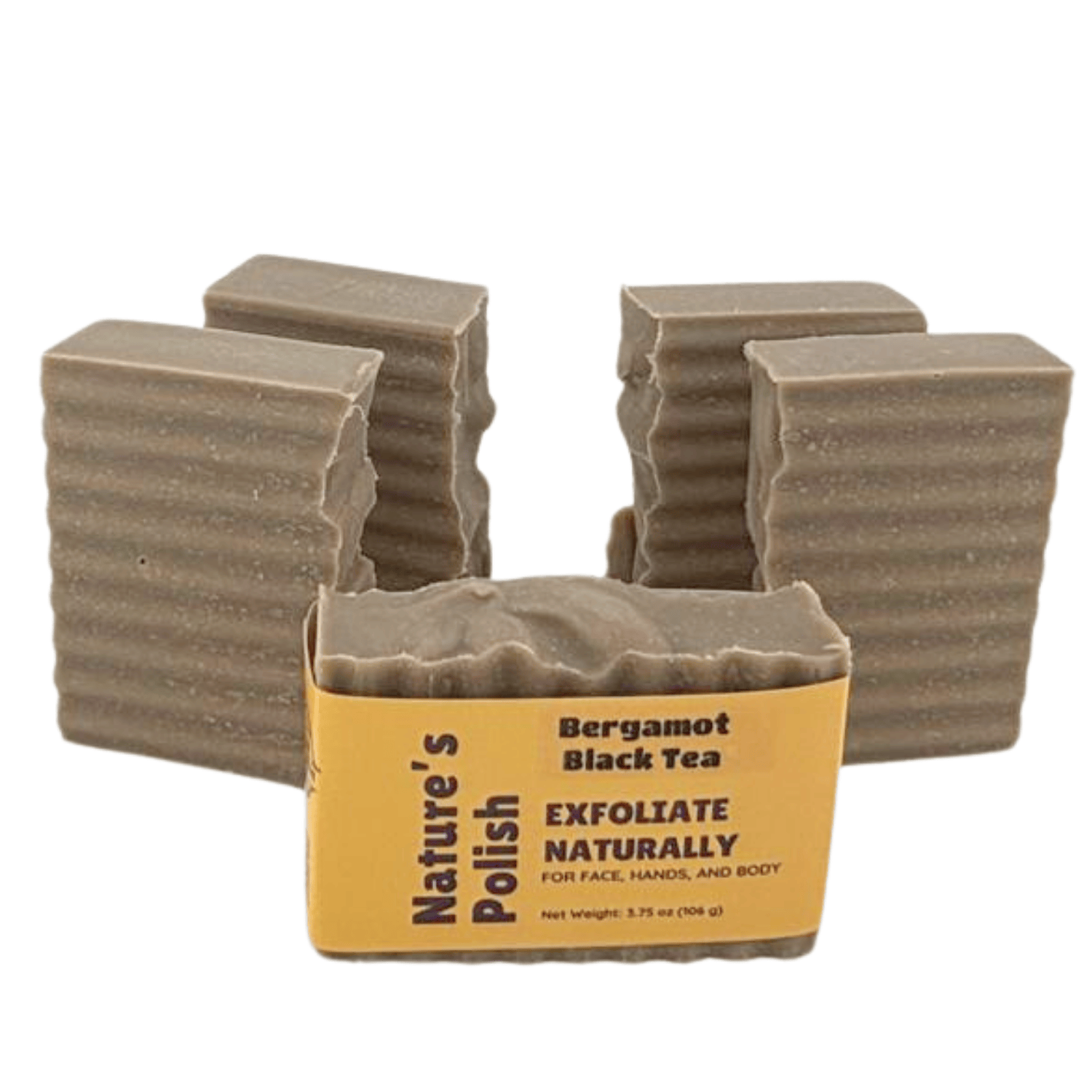 Bergamot Black Tea - This farm-inspired bar combines natural pumice for gentle exfoliation with avocado oil, beeswax, and honey to nourish and soften skin_bars on sides