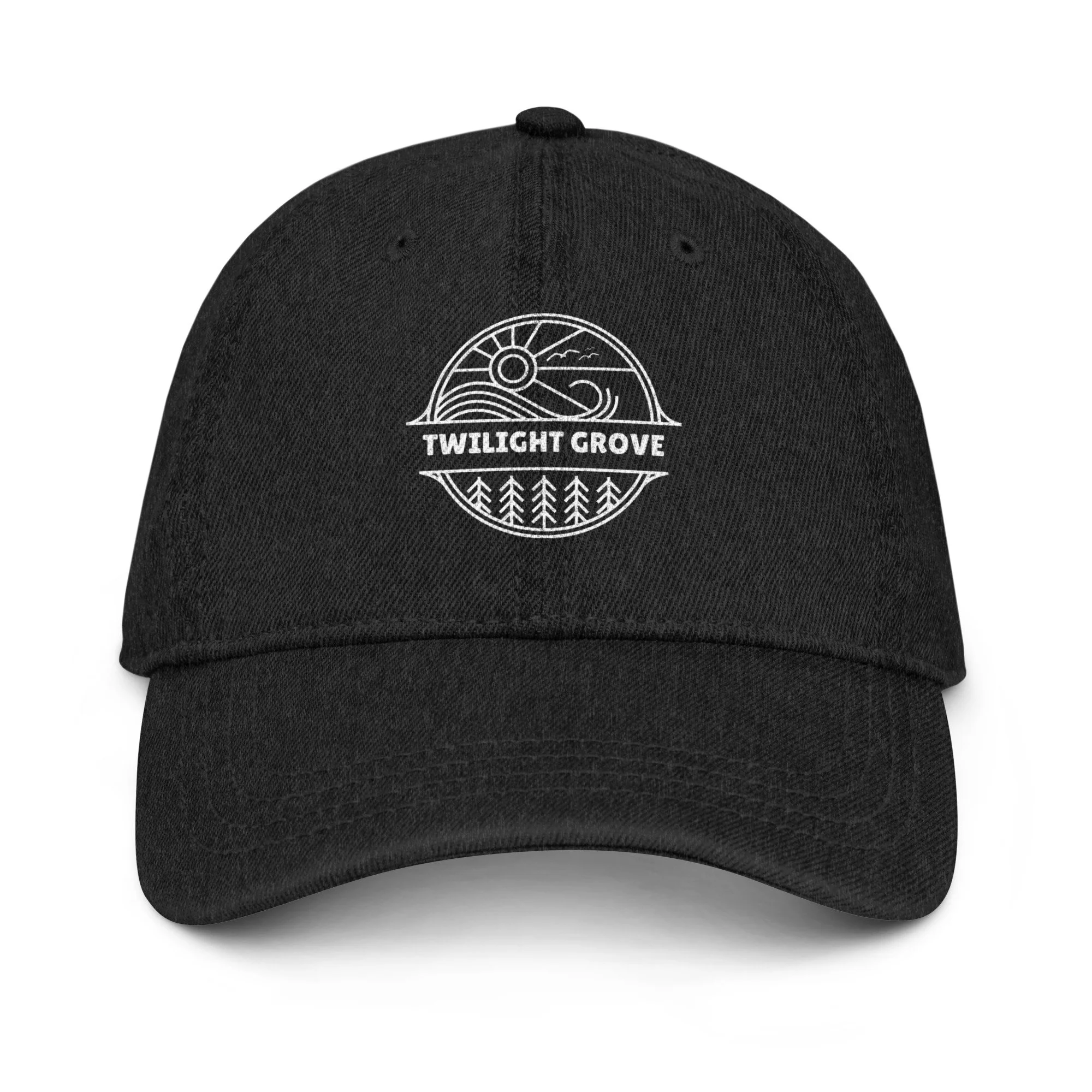 Twilight Grove Field Hat black embroidered cap front view