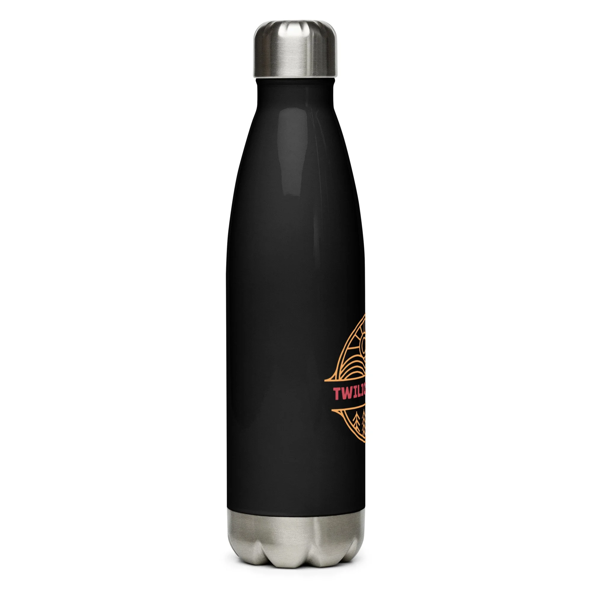 Twilight Grove Trail Bottle black stainless steel water bottle angled view